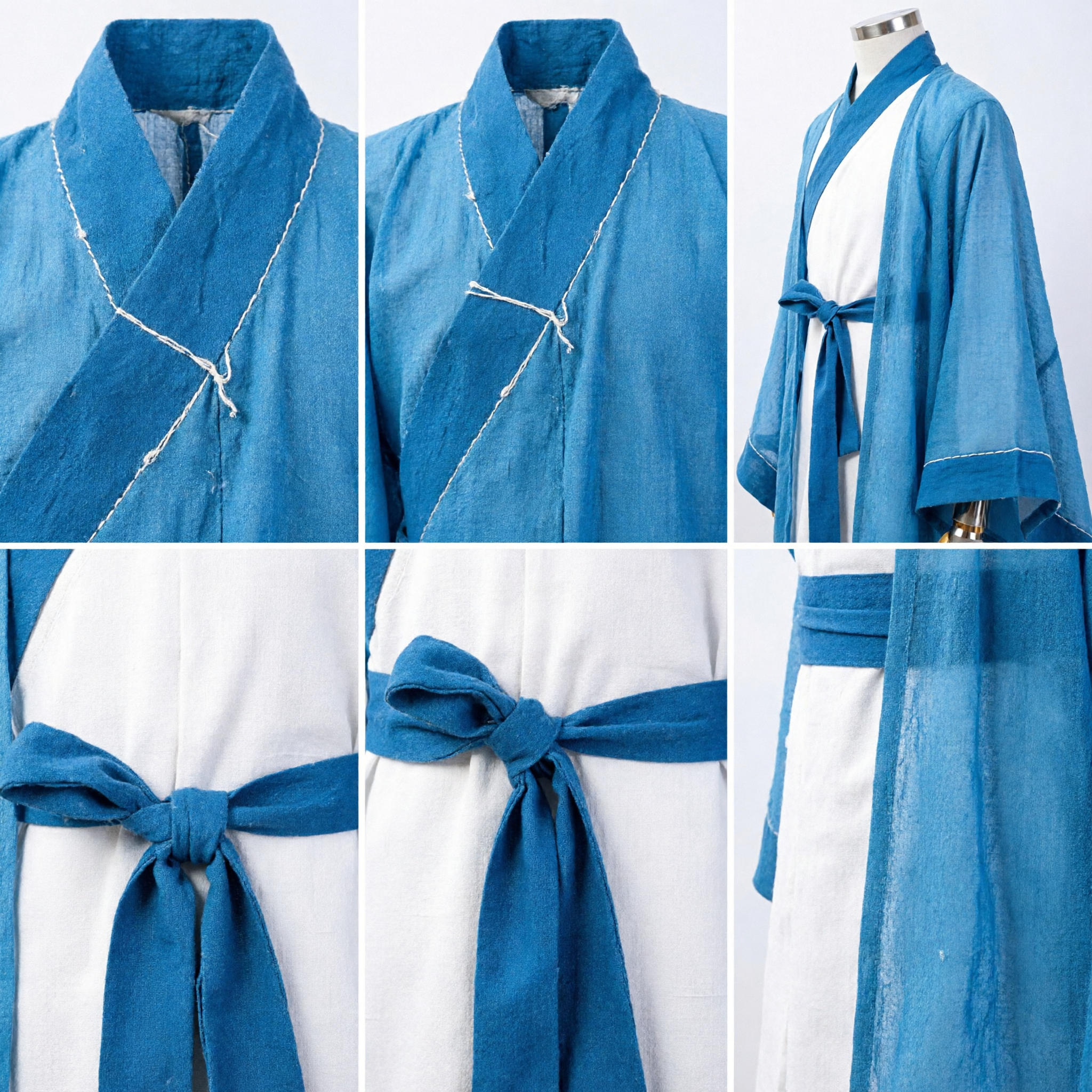 Traditional Chinese Hanfu Ancient Costume Blue and White Scholar Robe for Men Women Cosplay and Stage Performance - Asian Costume