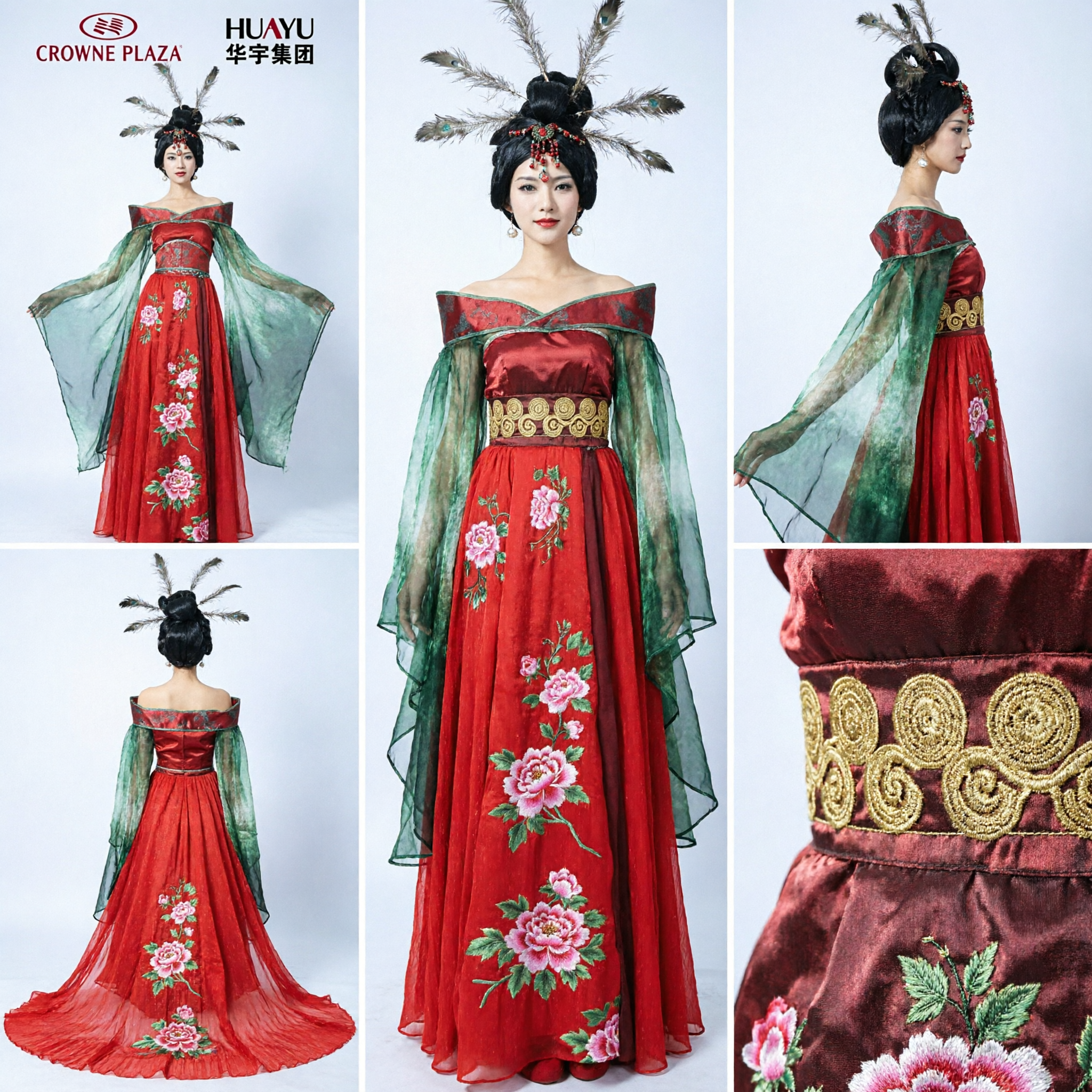 Women's Red Chinese Tang Dynasty Hanfu Dress with Headdress Traditional Stage Performance Costume Ancient Fairy Princess Outfit - Asian Costume