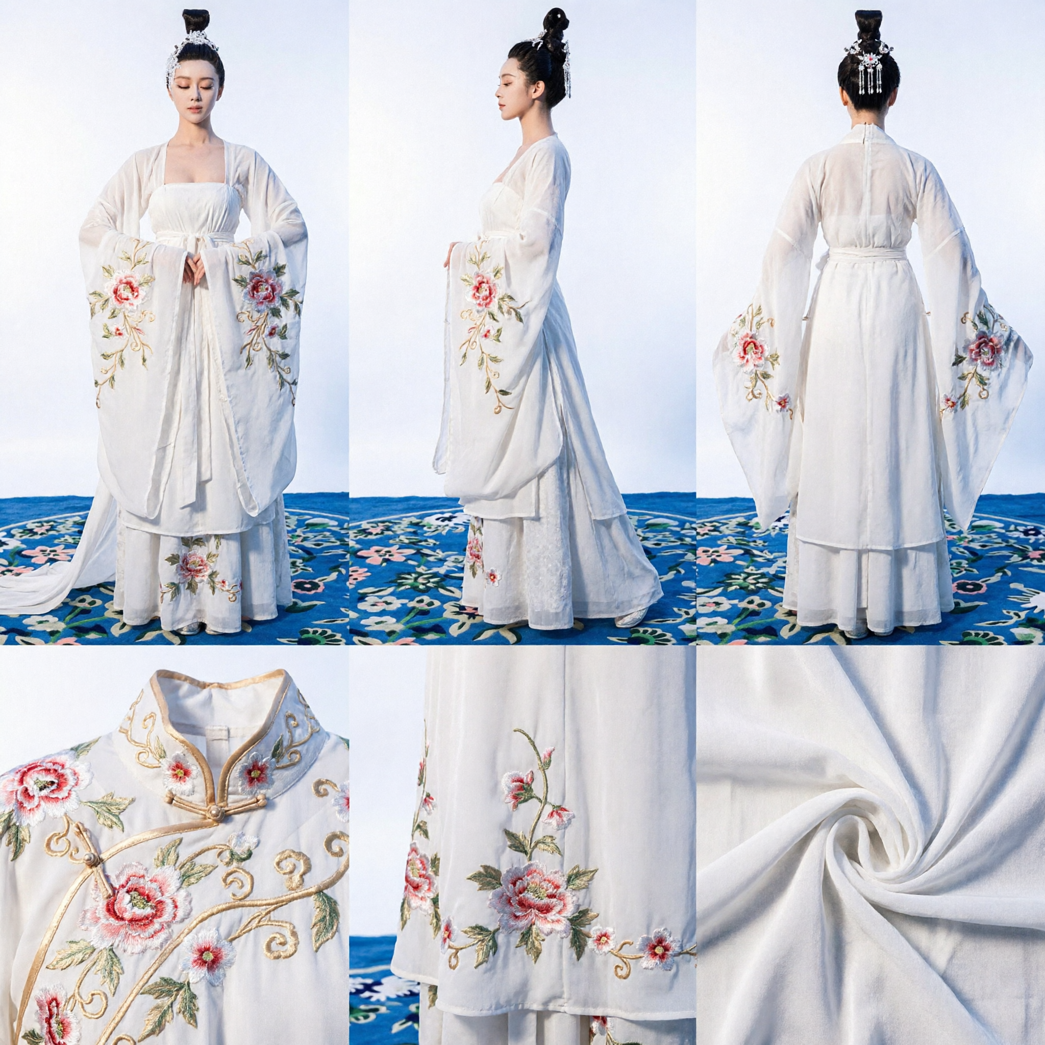 Elegant White Chinese Traditional Hanfu Dress Tang Dynasty Fairy Costume for Women Ancient Dance Performance Outfit - Asian Costume