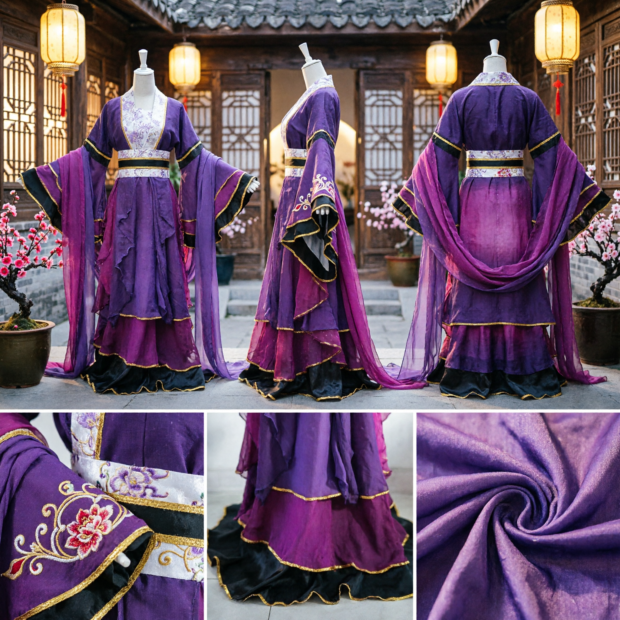 Elegant Purple Ancient Chinese Hanfu Costume Traditional Fairy Dress for Women Cosplay Stage Performance - Asian Costume