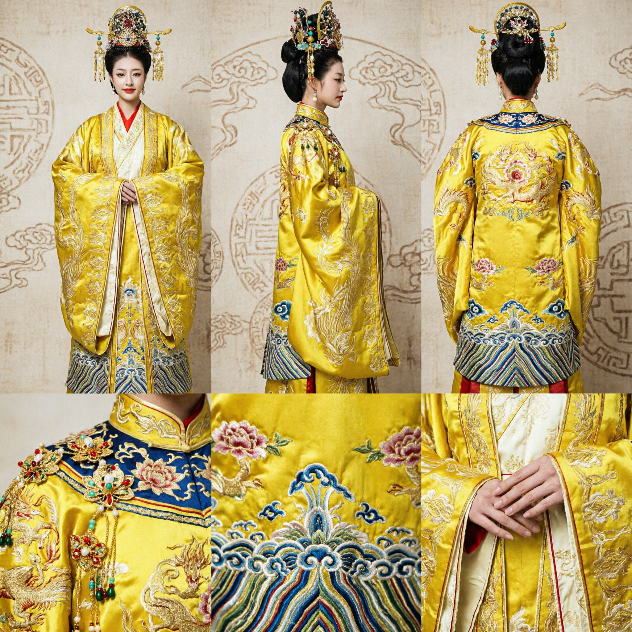 Ancient Chinese Empress Yellow Hanfu Costume Traditional Tang Dynasty Imperial Palace Dress for Women Cosplay - Asian Costume