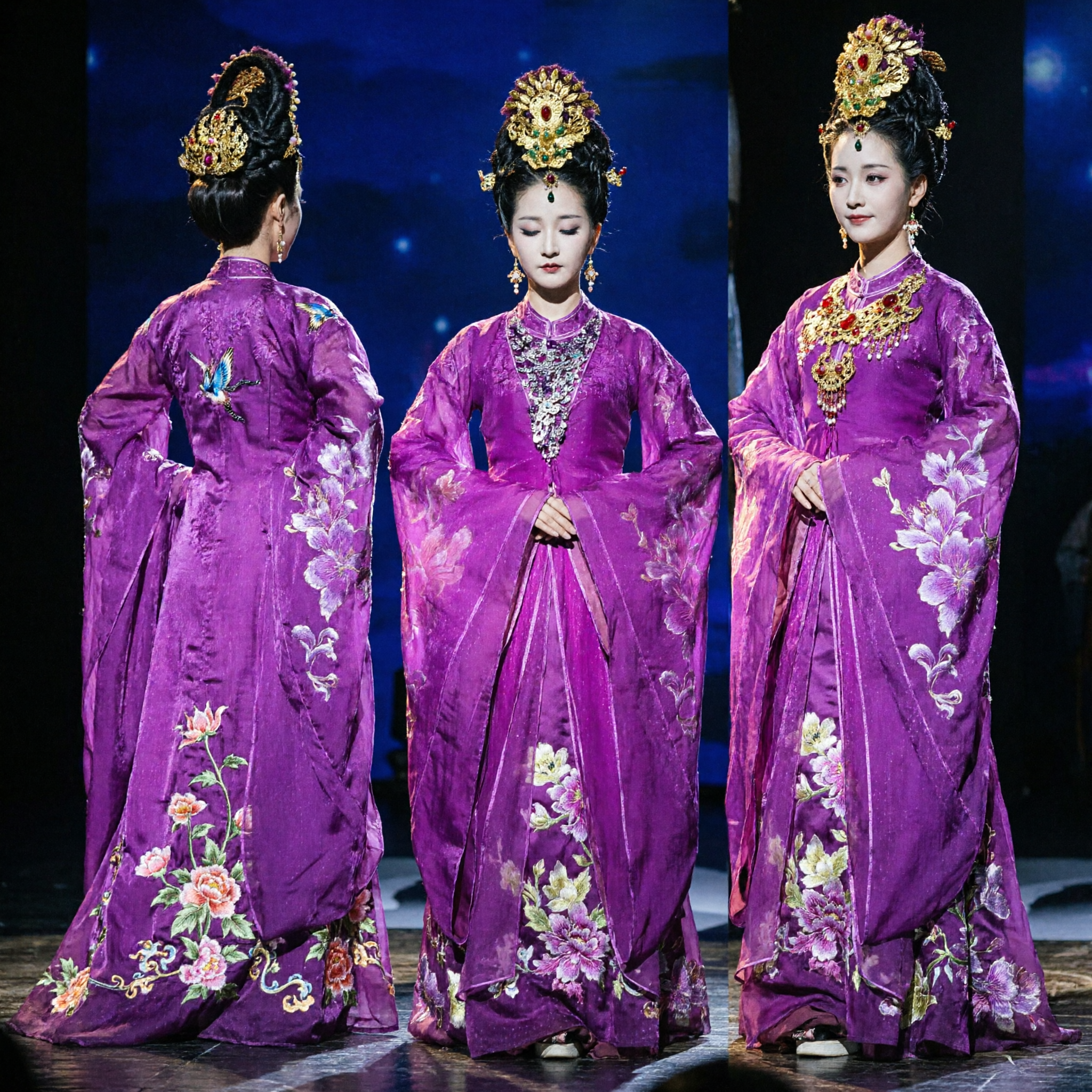 Traditional Chinese Purple Hanfu Ancient Palace Empress Costume for Women Stage Performance Historical Cosplay Dress - Asian Costume