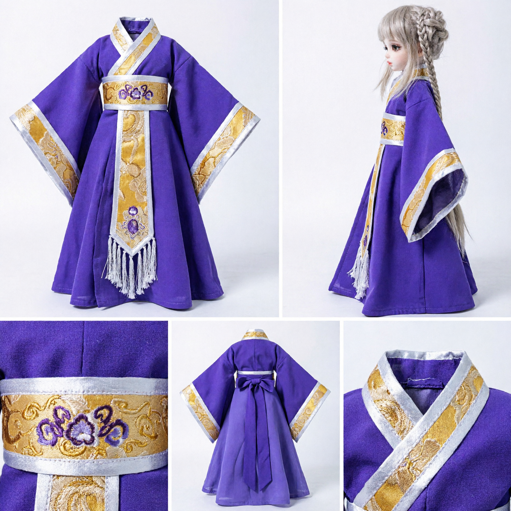 Elegant Purple Traditional Chinese Hanfu Costume Set for 1/4 Scale BJD MSD Dolls Ancient Style Dress - Asian Costume