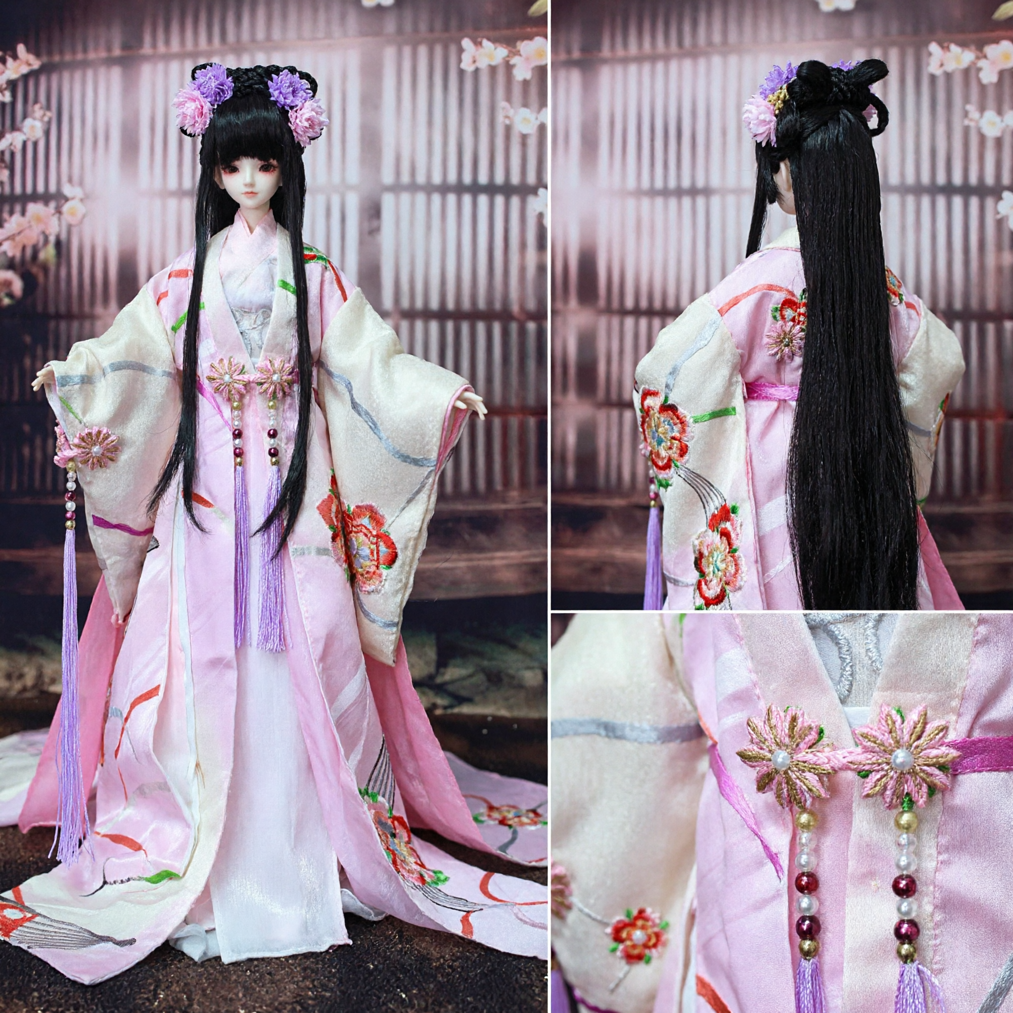 Traditional Chinese Hanfu Pink Ancient Princess Dress Fairy Costume for BJD Doll Cosplay and Display - Asian Costume