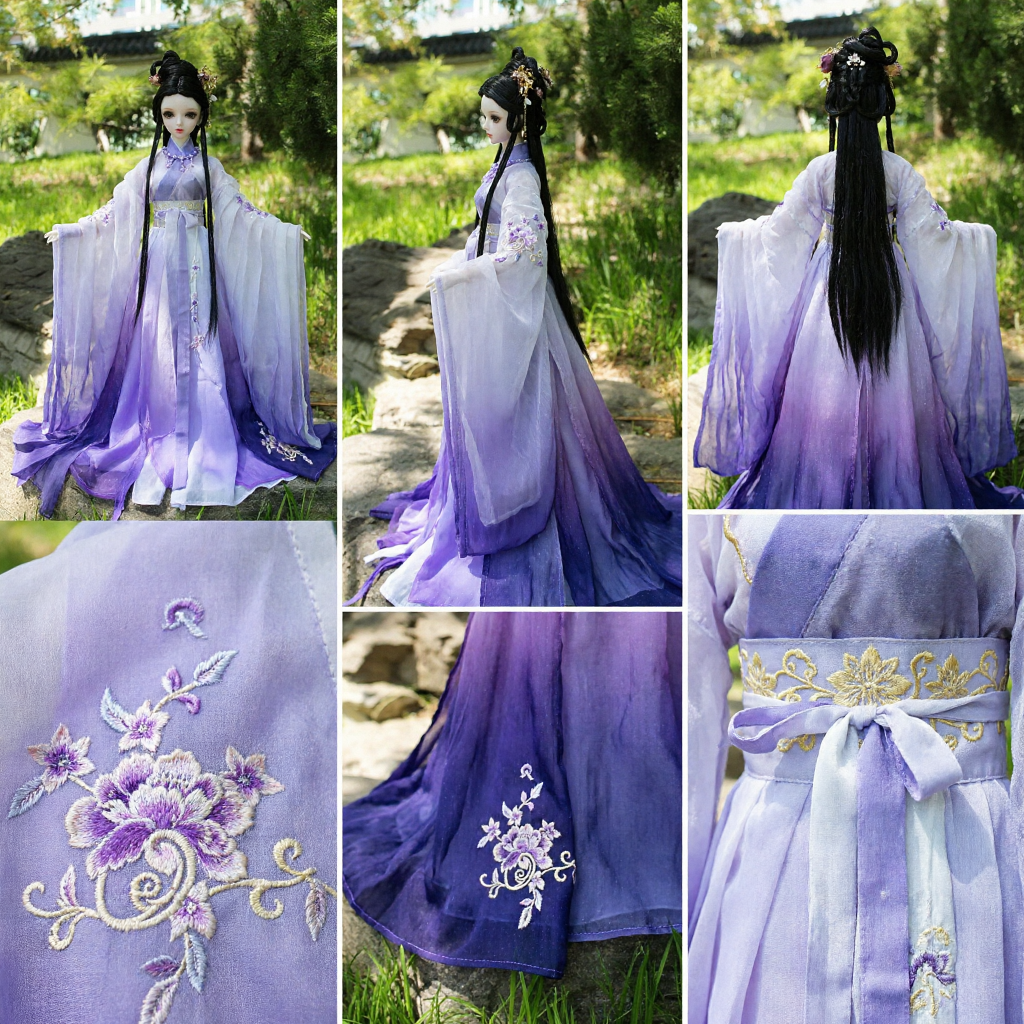 Elegant Purple Chinese Hanfu Traditional Costume for BJD Dolls Ancient Fairy Dress for Cosplay and Collection - Asian Costume