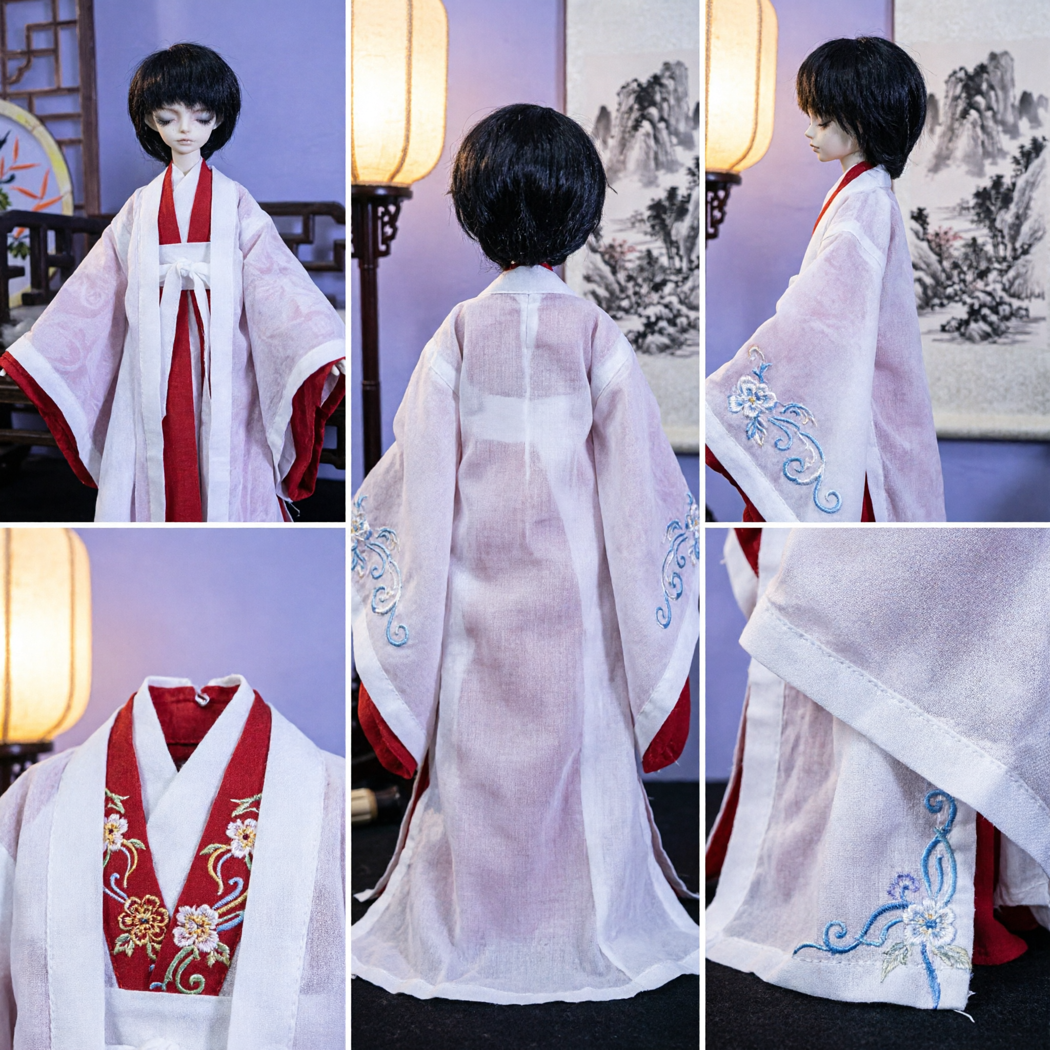 Traditional Chinese Hanfu Ancient Costume Red and White Robe for BJD Doll Cosplay and Display - Asian Costume
