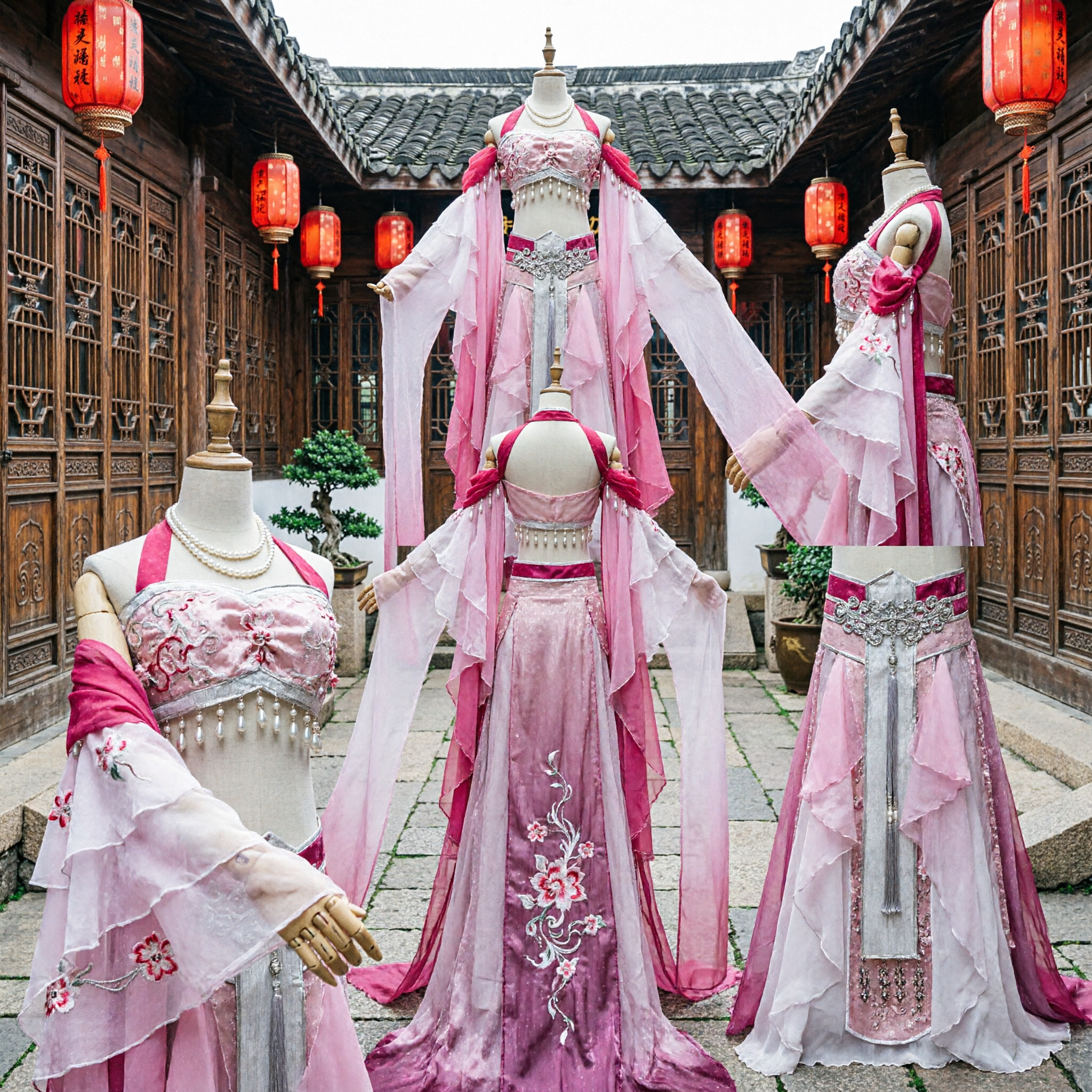 Elegant Pink Traditional Chinese Hanfu Costume Ancient Princess Fairy Dress for Women Cosplay Stage Performance - Asian Costume