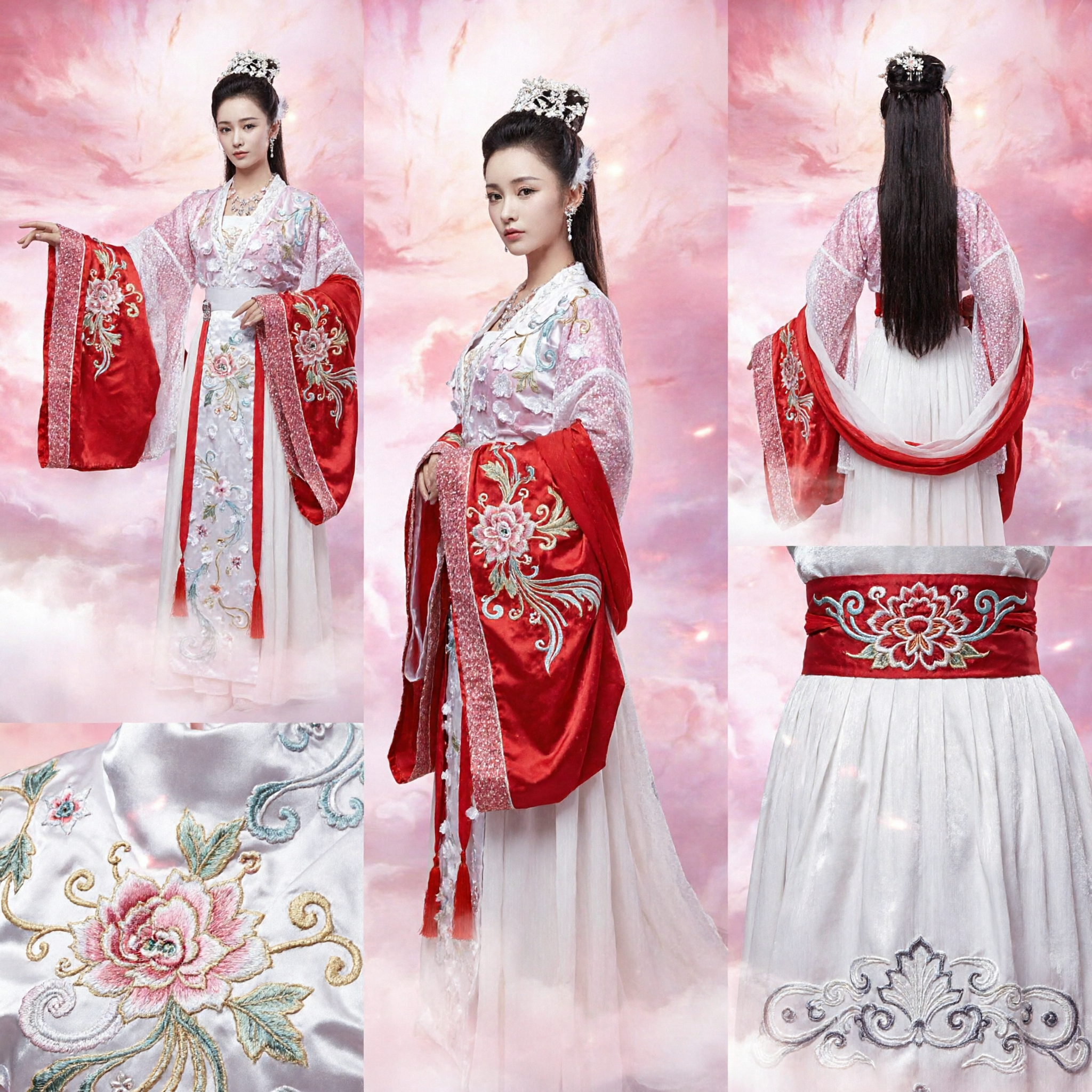 Elegant Chinese Ancient Princess Hanfu Costume Women's Fairy Dress with Wide Flowing Sleeves for Cosplay Performance - Asian Costume
