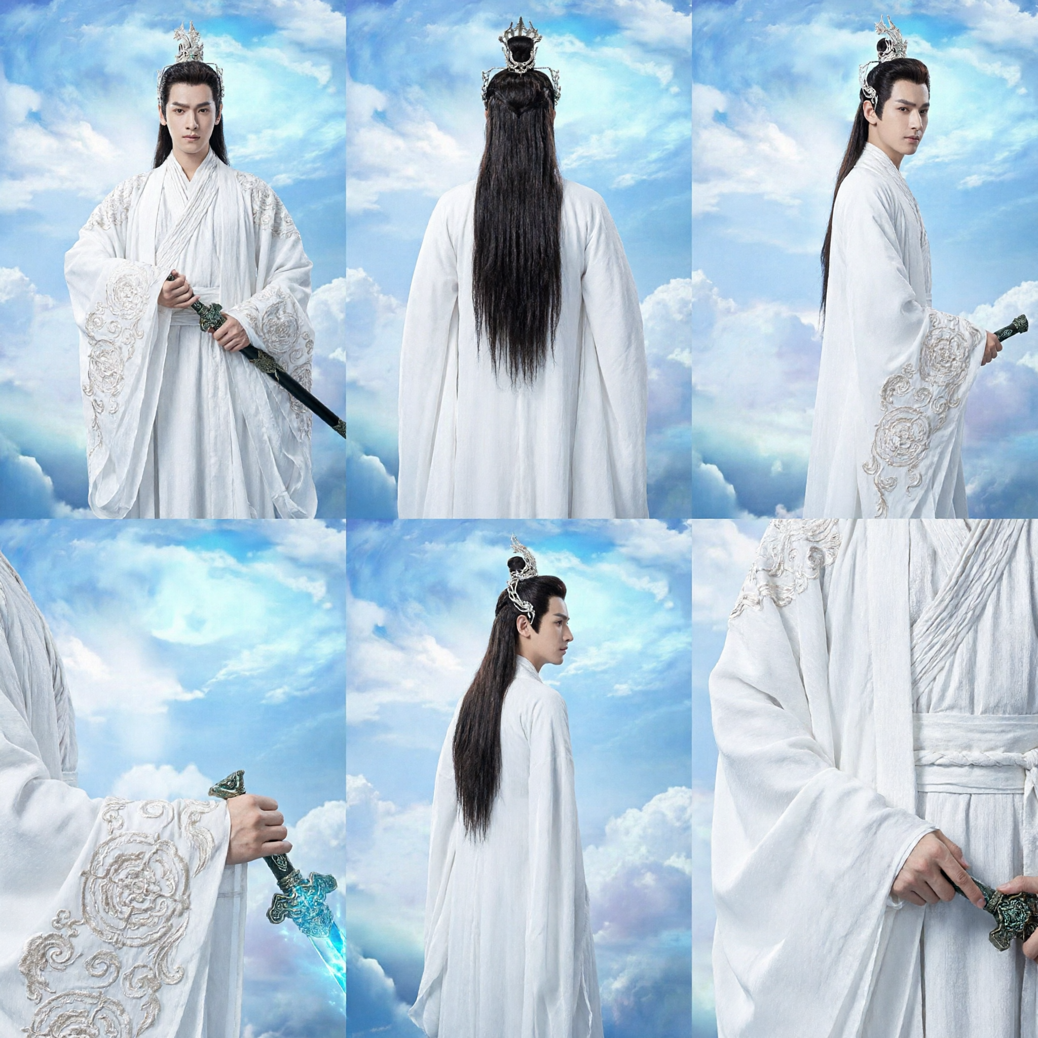 Traditional Chinese Hanfu Male Costume Ancient Xianxia Immortal White Robe for Cosplay and Performance - Asian Costume