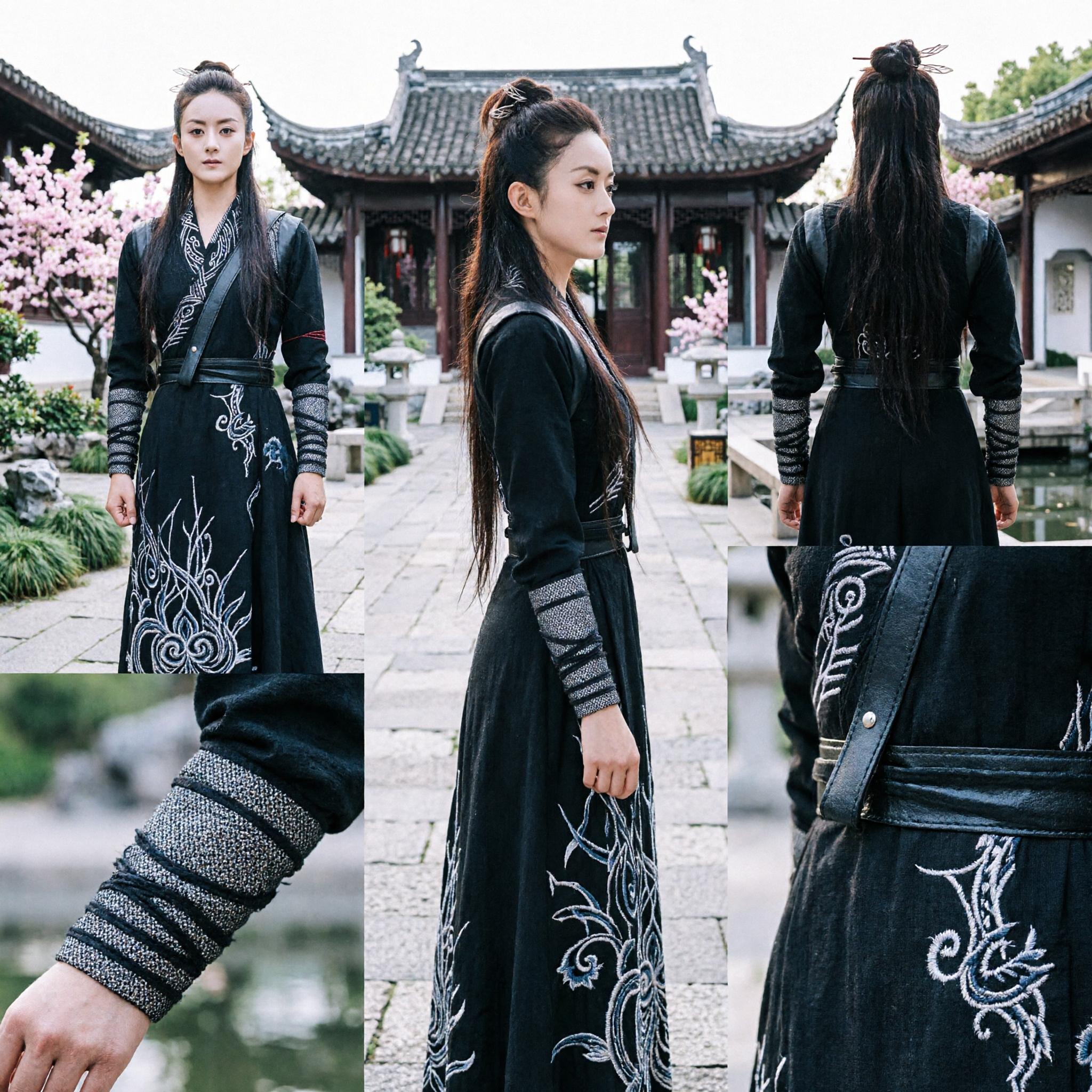 Traditional Chinese Wuxia Black Martial Arts Hanfu Costume Ancient Swordswoman Dress for Women Cosplay Performance - Asian Costume