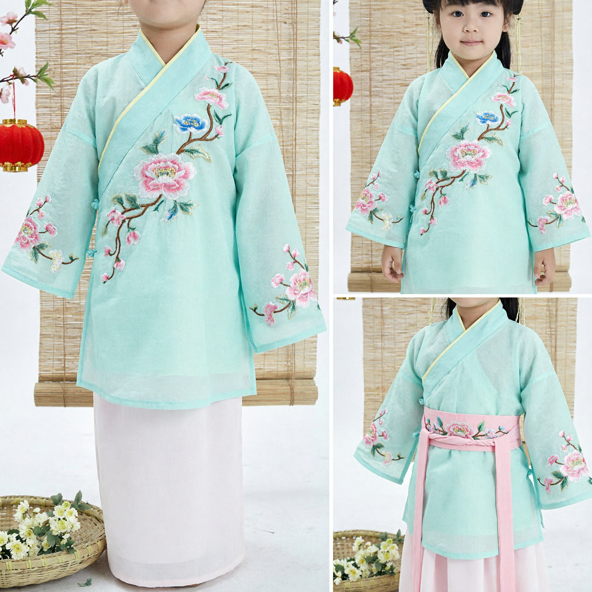 Kids Girls Traditional Chinese Hanfu Costume Ancient Tang Dynasty Fairy Dress for Performance and Photography - Asian Costume