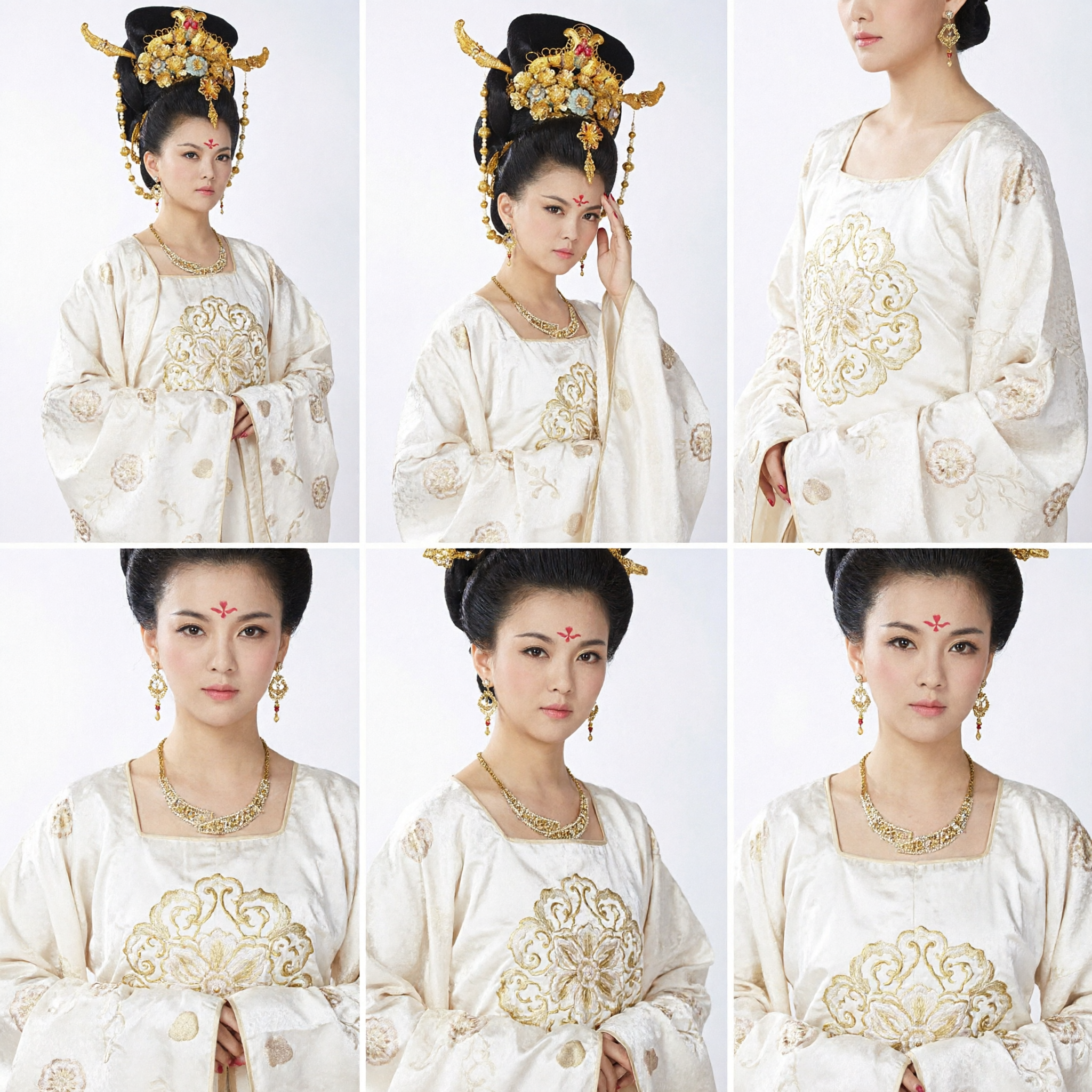 Traditional Chinese Tang Dynasty Princess Hairpiece Ancient Gold Phoenix Headdress and Wig Set for Hanfu Cosplay Women - Asian Costume