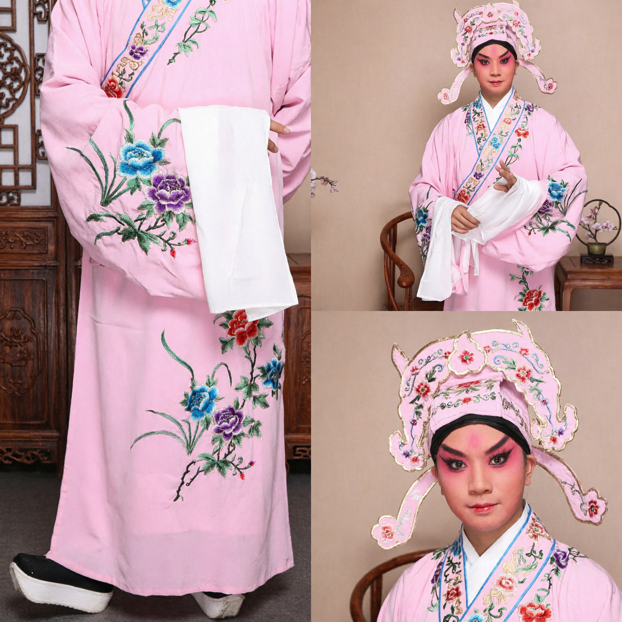 Traditional Pink Chinese Beijing Opera Costume Xiaosheng Scholar Robe Embroidered Stage Outfit for Men - Asian Costume