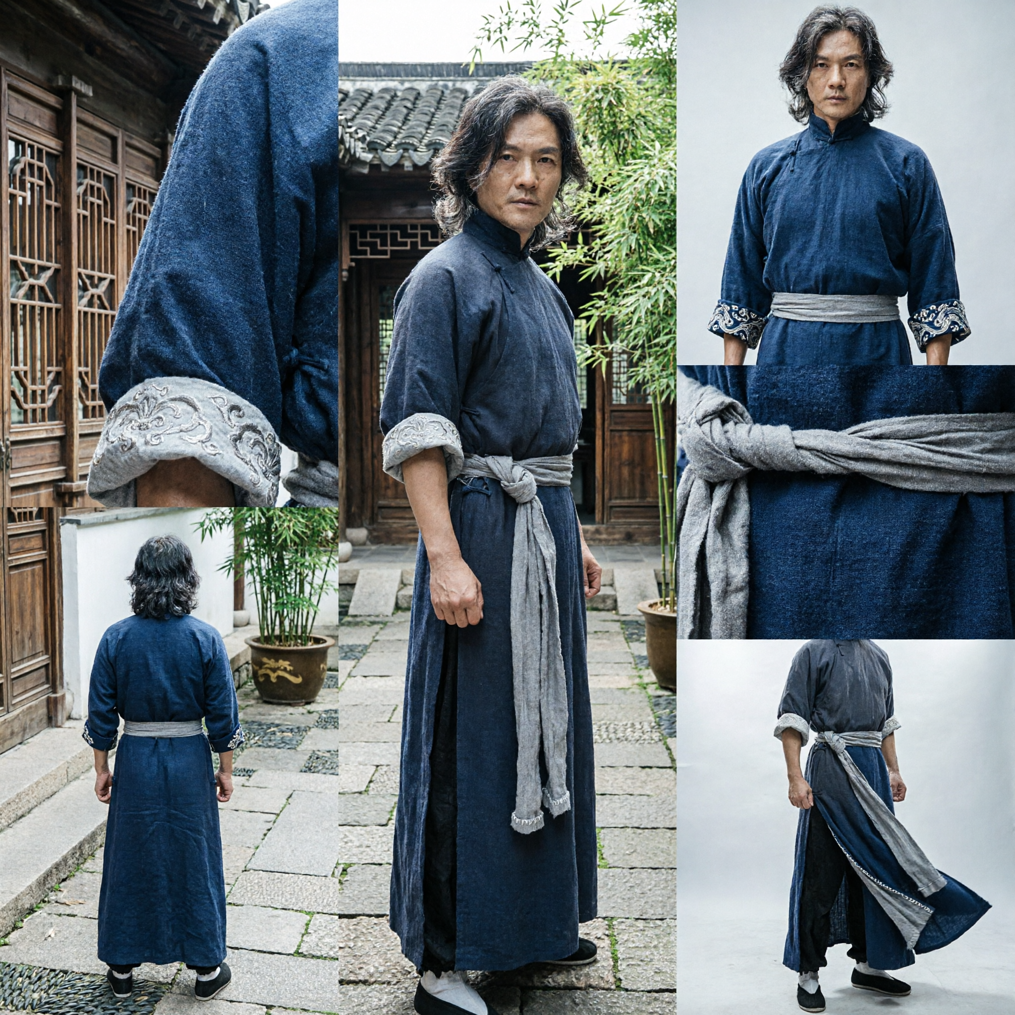 Men's Traditional Chinese Kung Fu Uniform Black Tai Chi Martial Arts Costume Ancient Swordsman Outfit - Asian Costume