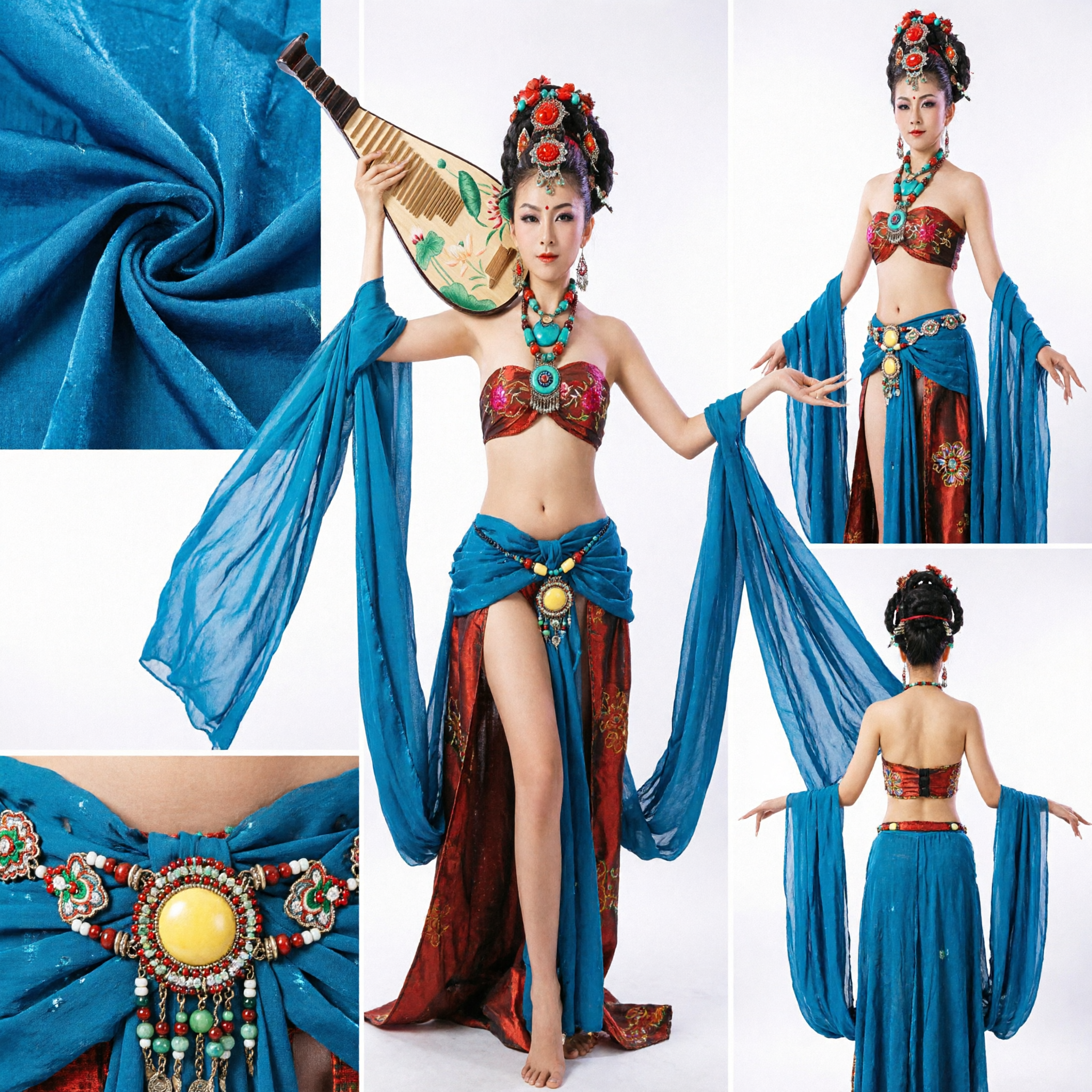 Chinese Traditional Dunhuang Flying Apsaras Dance Costume Women Pipa Performance Stage Wear - Asian Costume
