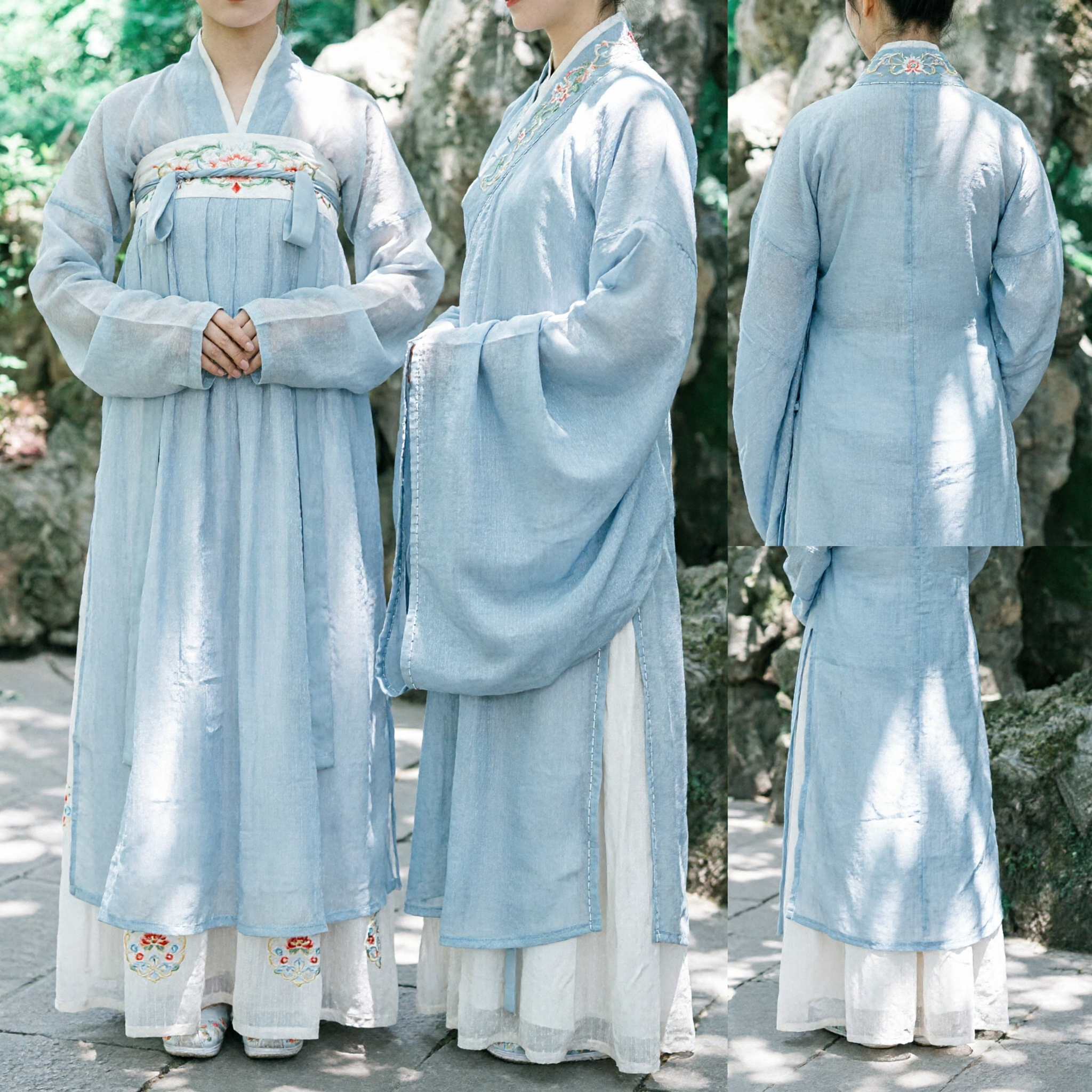 Elegant White Hanfu Mother Daughter Matching Set Traditional Chinese Ancient Costume for Spring Outing Photography - Asian Costume
