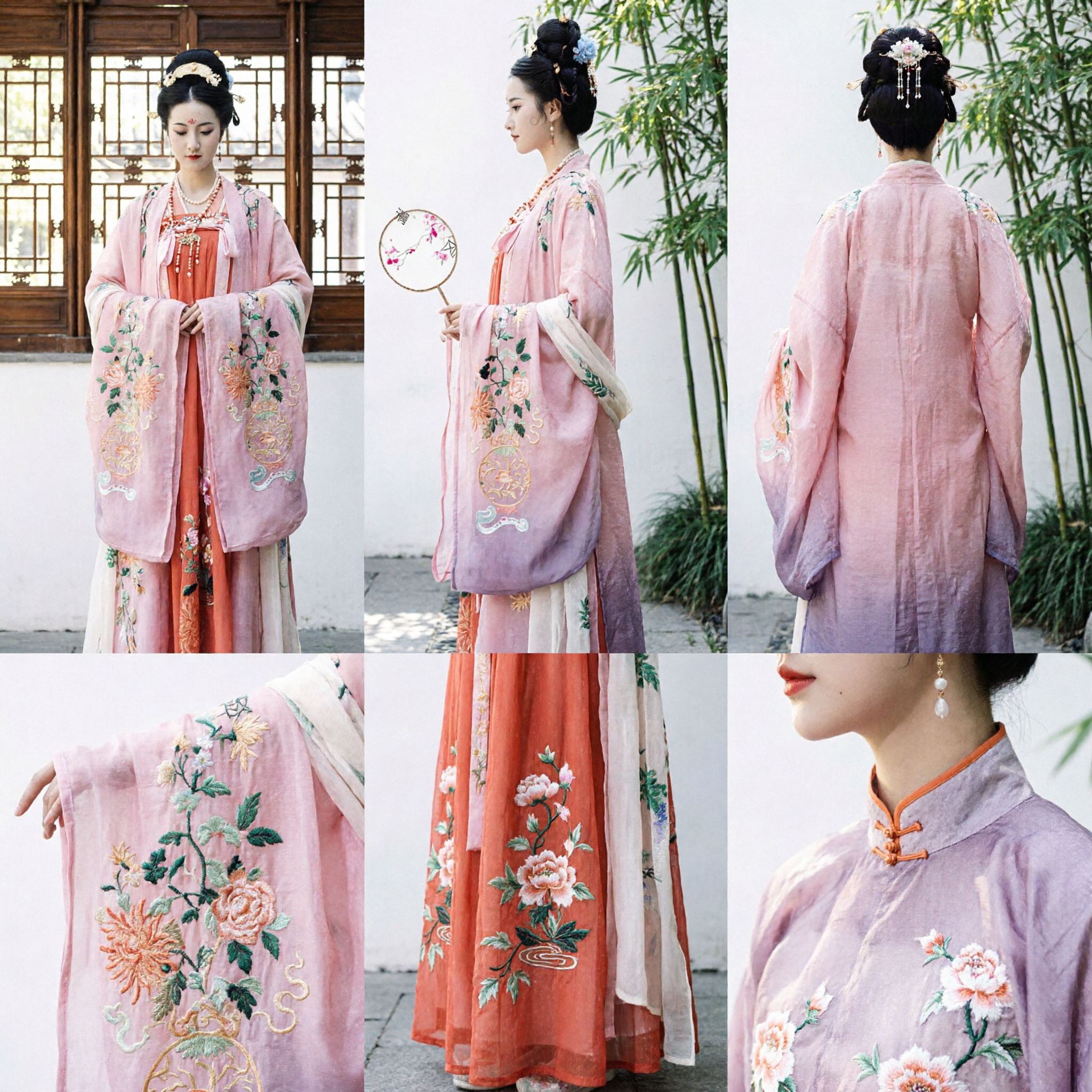 Traditional Chinese Tang Dynasty Princess Hanfu Pink Embroidered Ancient Palace Lady Costume for Women Historical Cosplay - Asian Costume