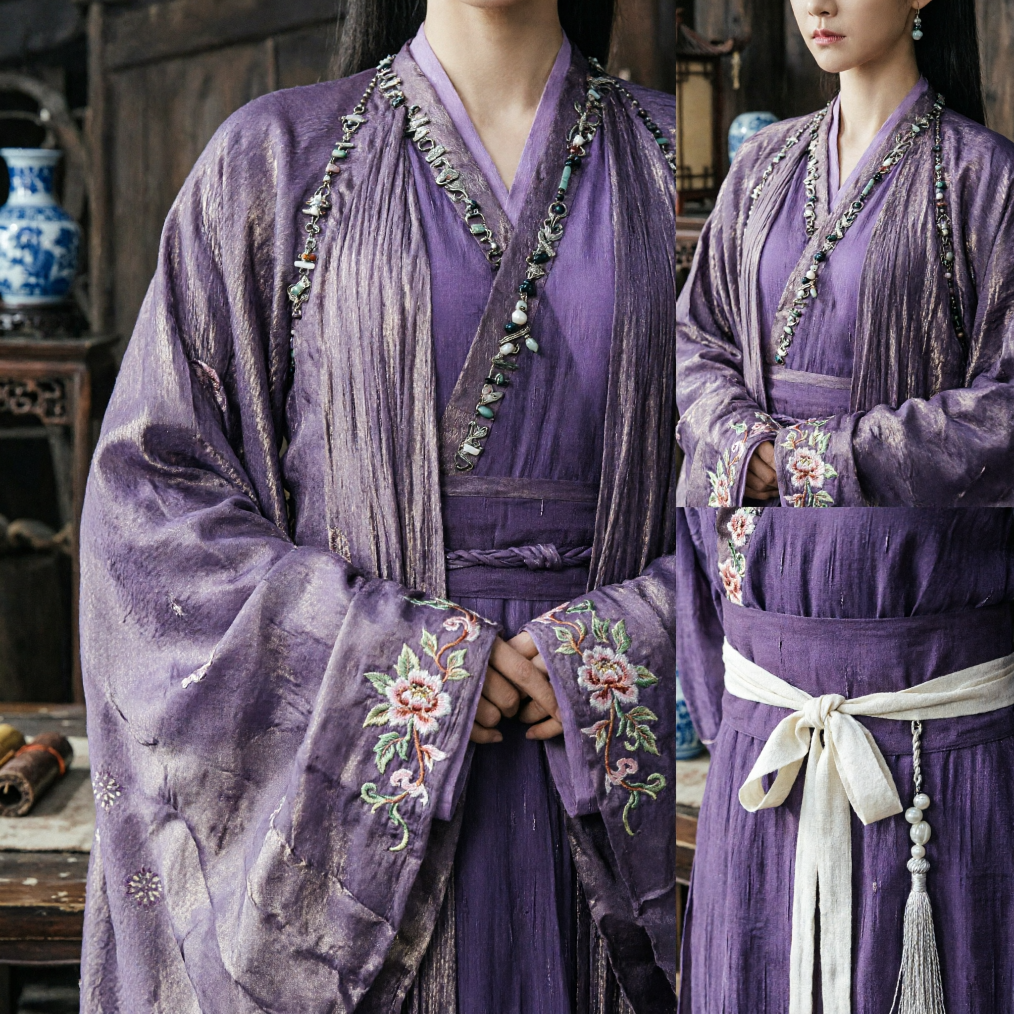Traditional Purple Ancient Chinese Hanfu Costume Women Wuxia Swordswoman Fantasy Dress for Cosplay and Performance - Asian Costume