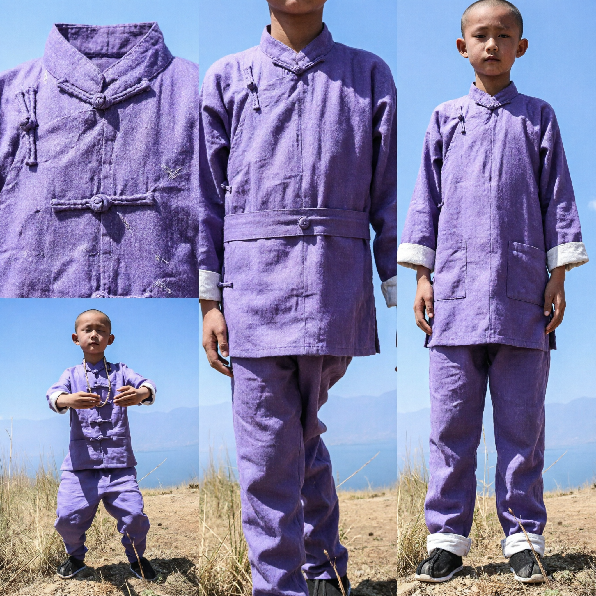 Traditional Purple Kids Kung Fu Suit Shaolin Monk Martial Arts Uniform Chinese Tang Costume for Boys - Asian Costume