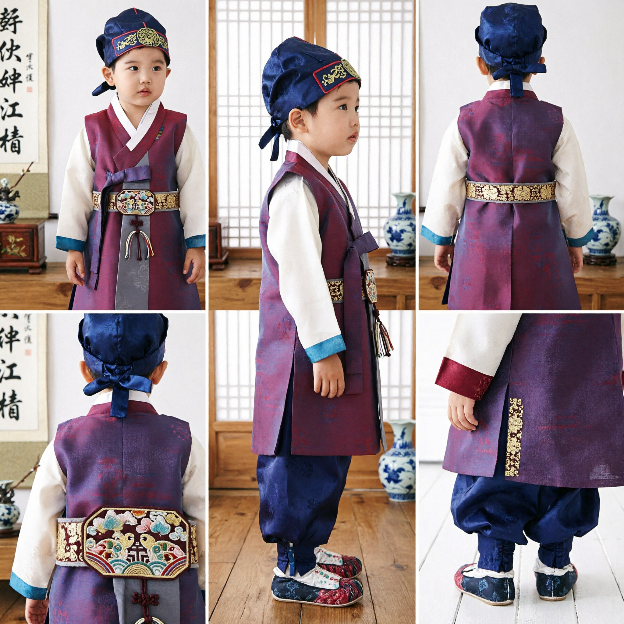 Traditional Korean Hanbok for Boys Royal Style Costume Set for Wedding Doljanchi Birthday Party - Asian Costume