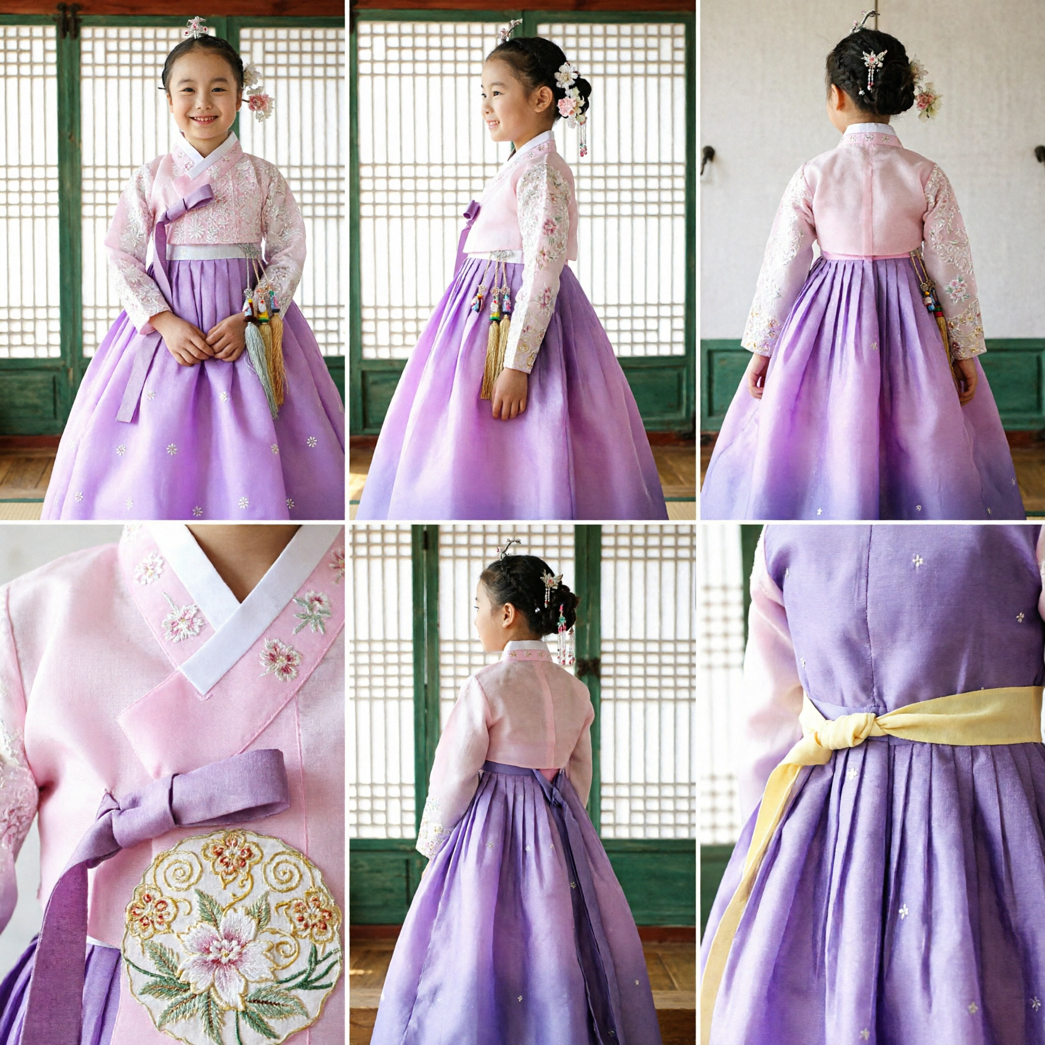 Traditional Korean Hanbok for Girls Purple Lace Jeogori and Chima Set Kids Formal Birthday Costume - Asian Costume