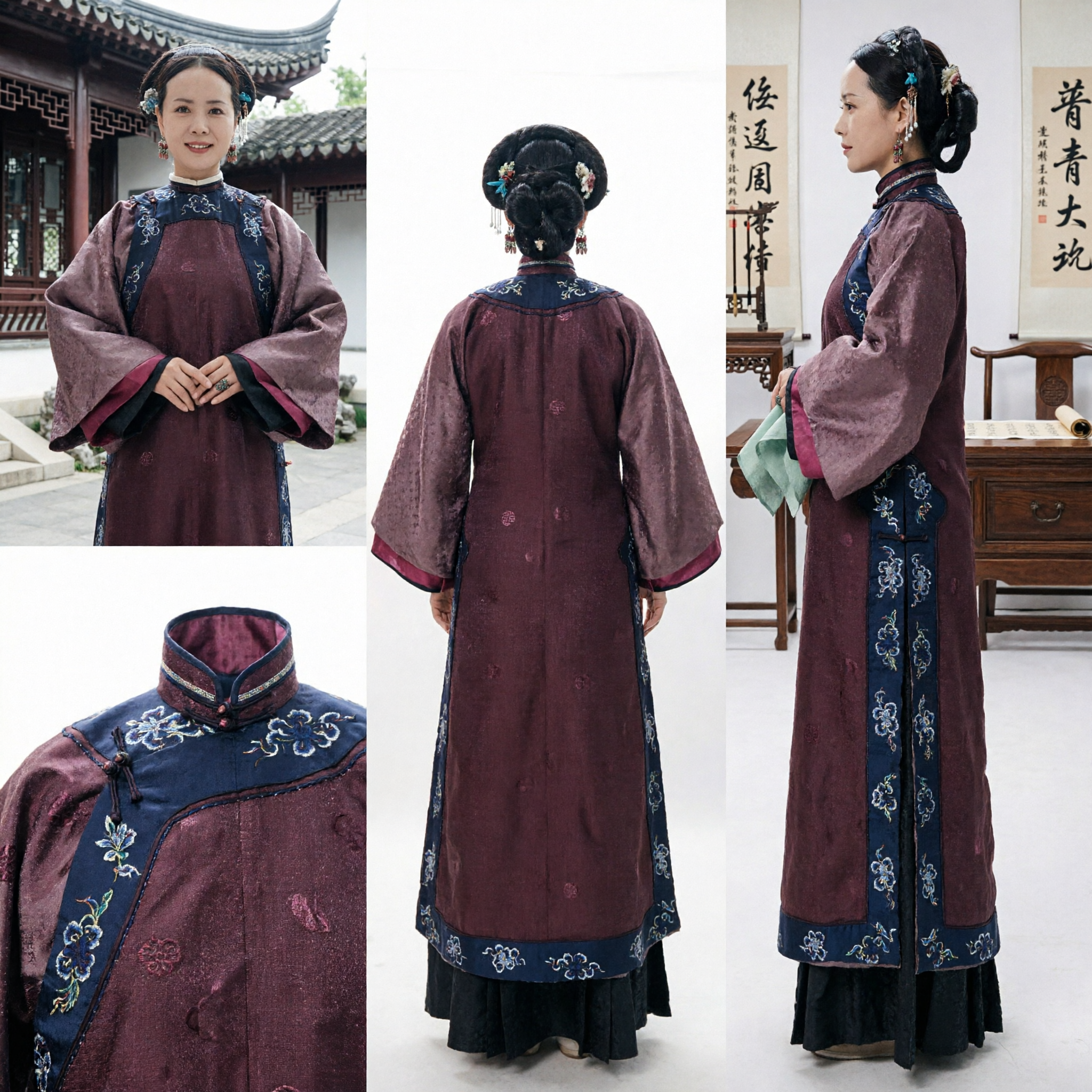 Traditional Qing Dynasty Manchu Palace Lady Costume Ancient Chinese Embroidered Robe for Women Historical Drama Cosplay - Asian Costume