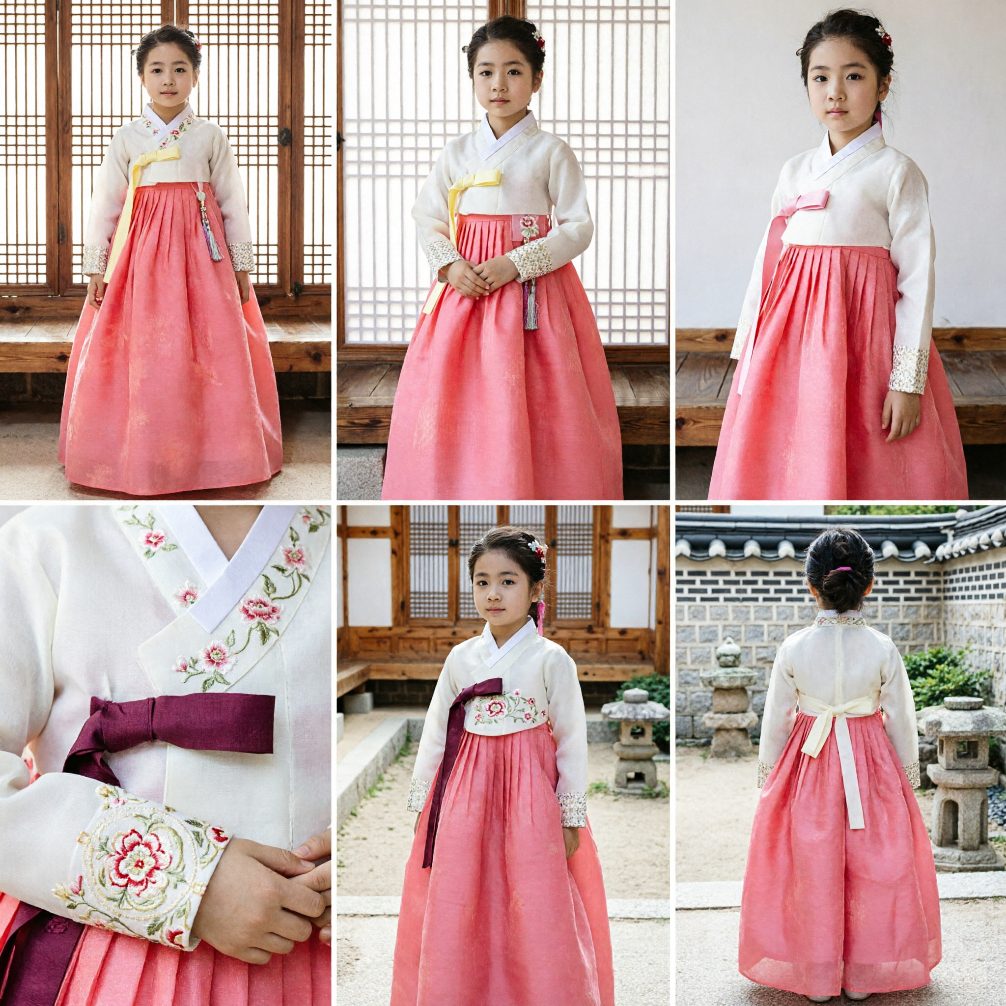 Traditional Korean Hanbok for Girls Pink and White Dress Kids Costume for Wedding Birthday Party - Asian Costume