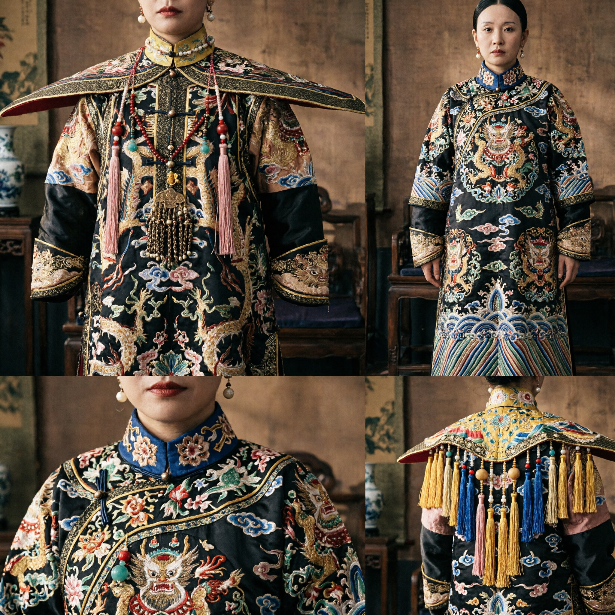 Qing Dynasty Empress Dragon Robe Traditional Chinese Court Costume Women Historical Cosplay Dress - Asian Costume