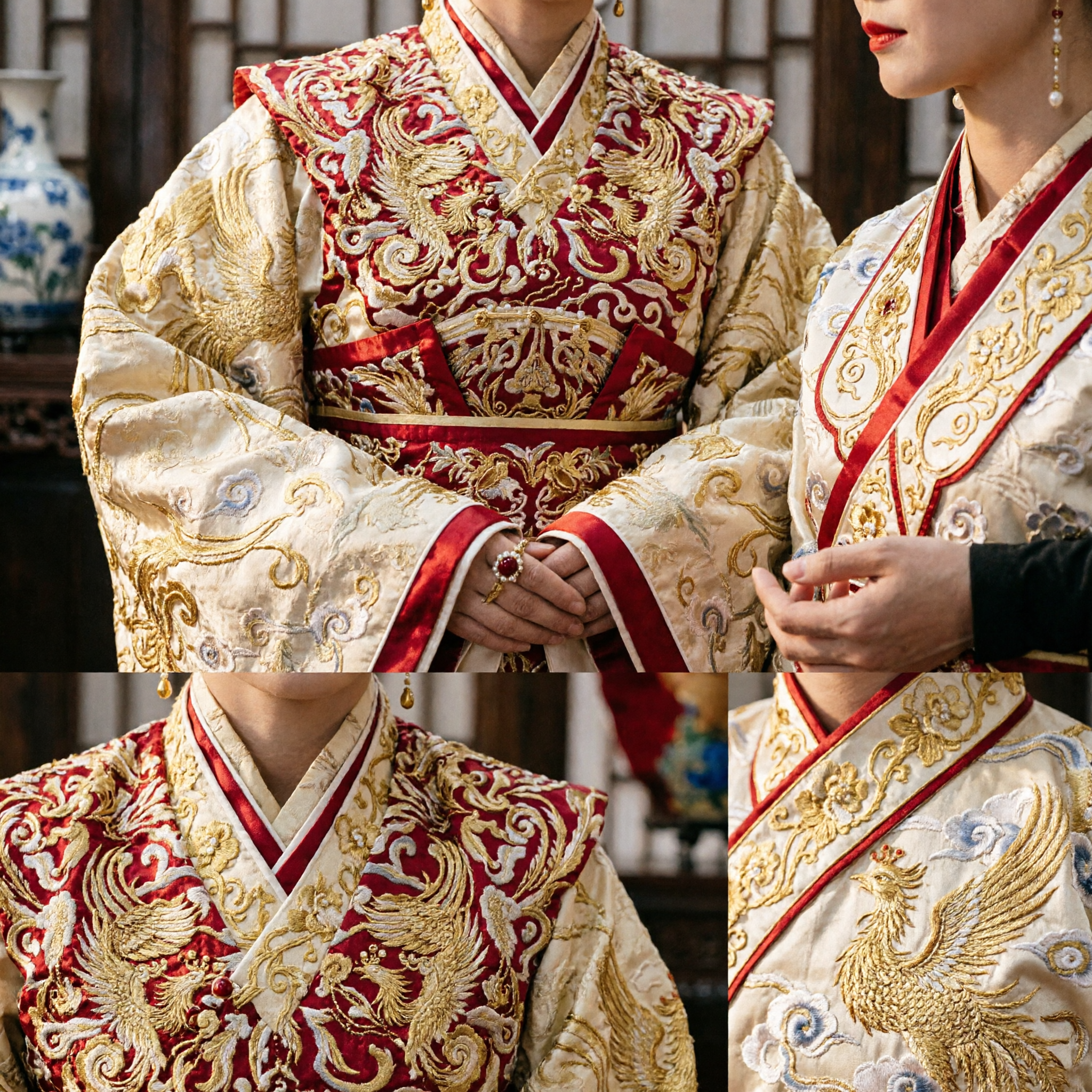 Ancient Chinese Empress Hanfu Costume Gold Embroidery Robe Traditional Historical Drama Cosplay Outfit for Women - Asian Costume