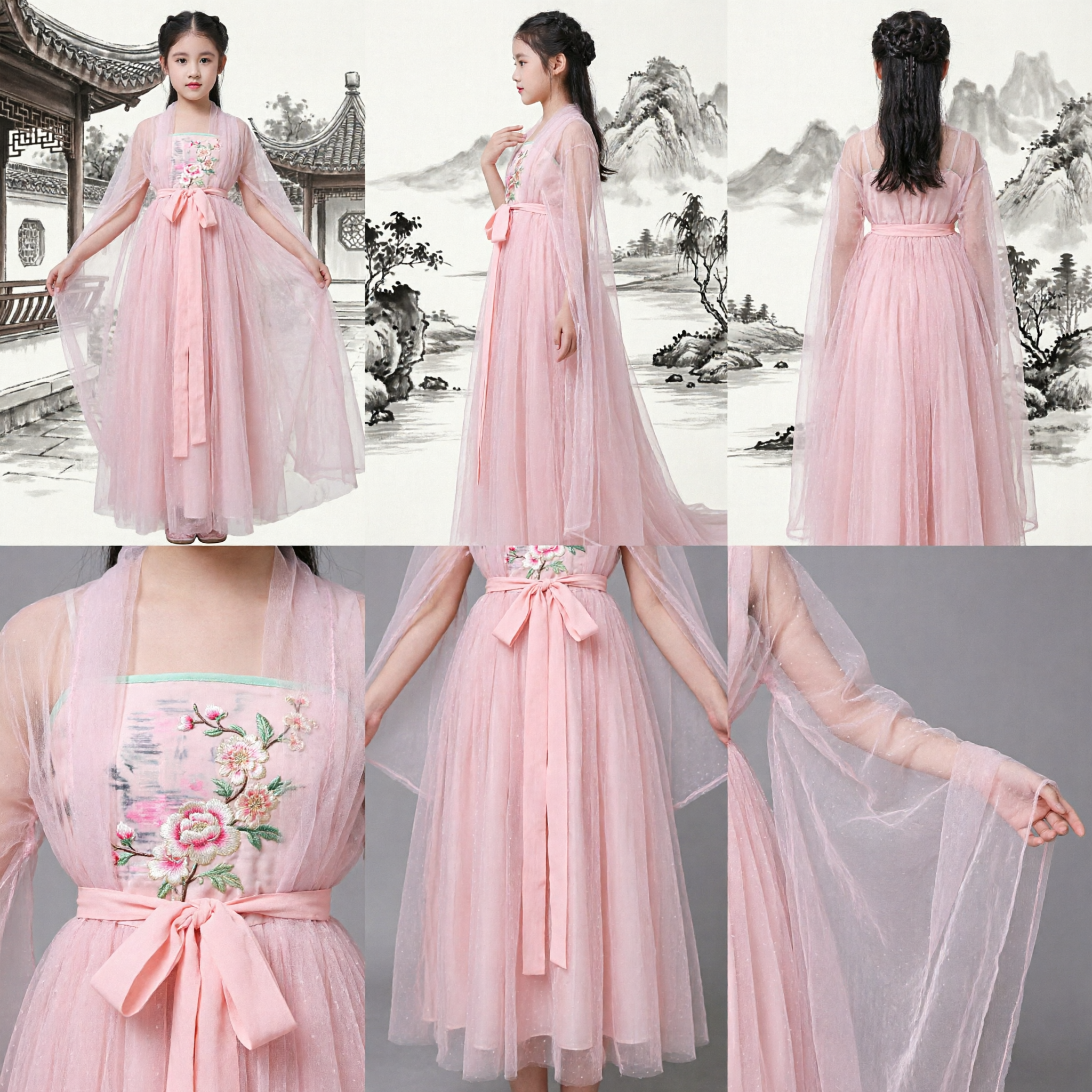Pink Chinese Hanfu Dress for Girls Traditional Ancient Fairy Princess Costume Stage Performance Outfit - Asian Costume