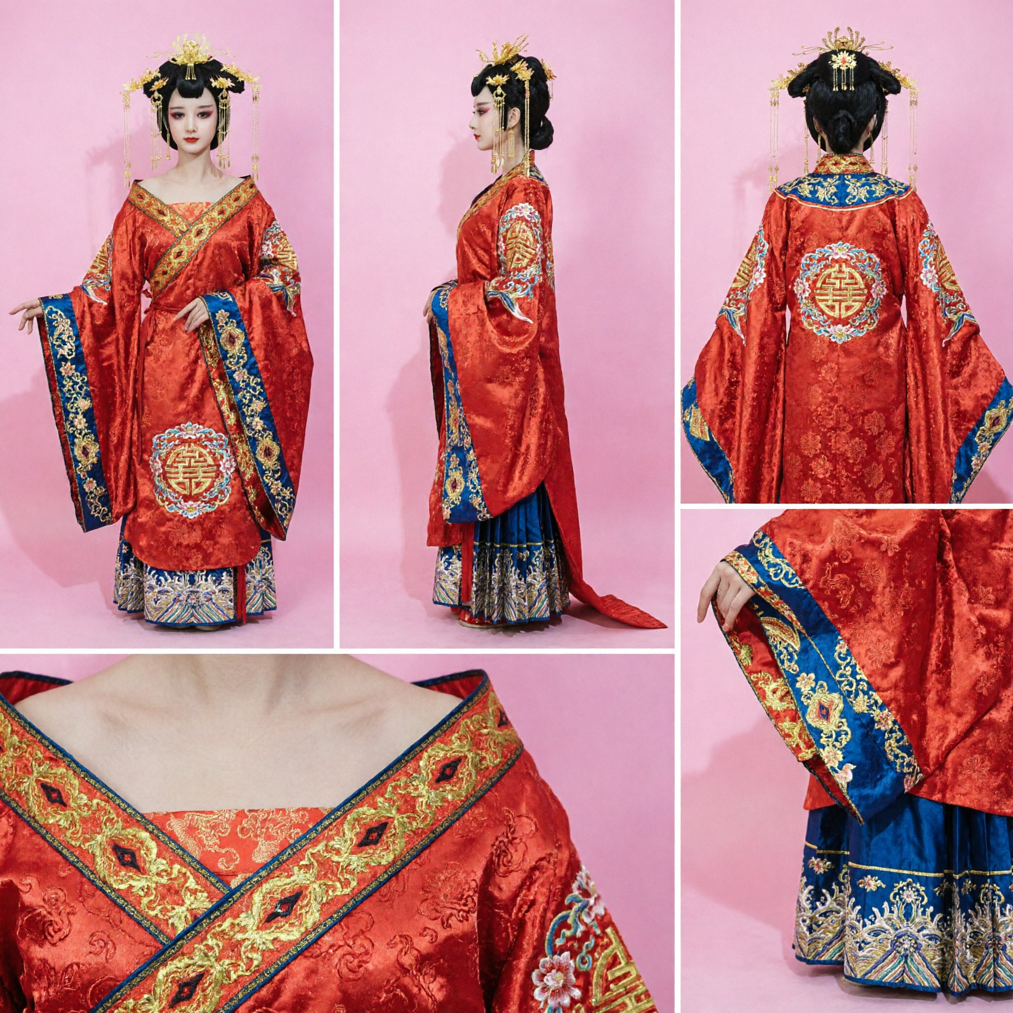 Traditional Chinese Tang Dynasty Golden Phoenix Hair Ornaments Hanfu Wedding Headdress Cosplay Accessories for Women - Asian Costume