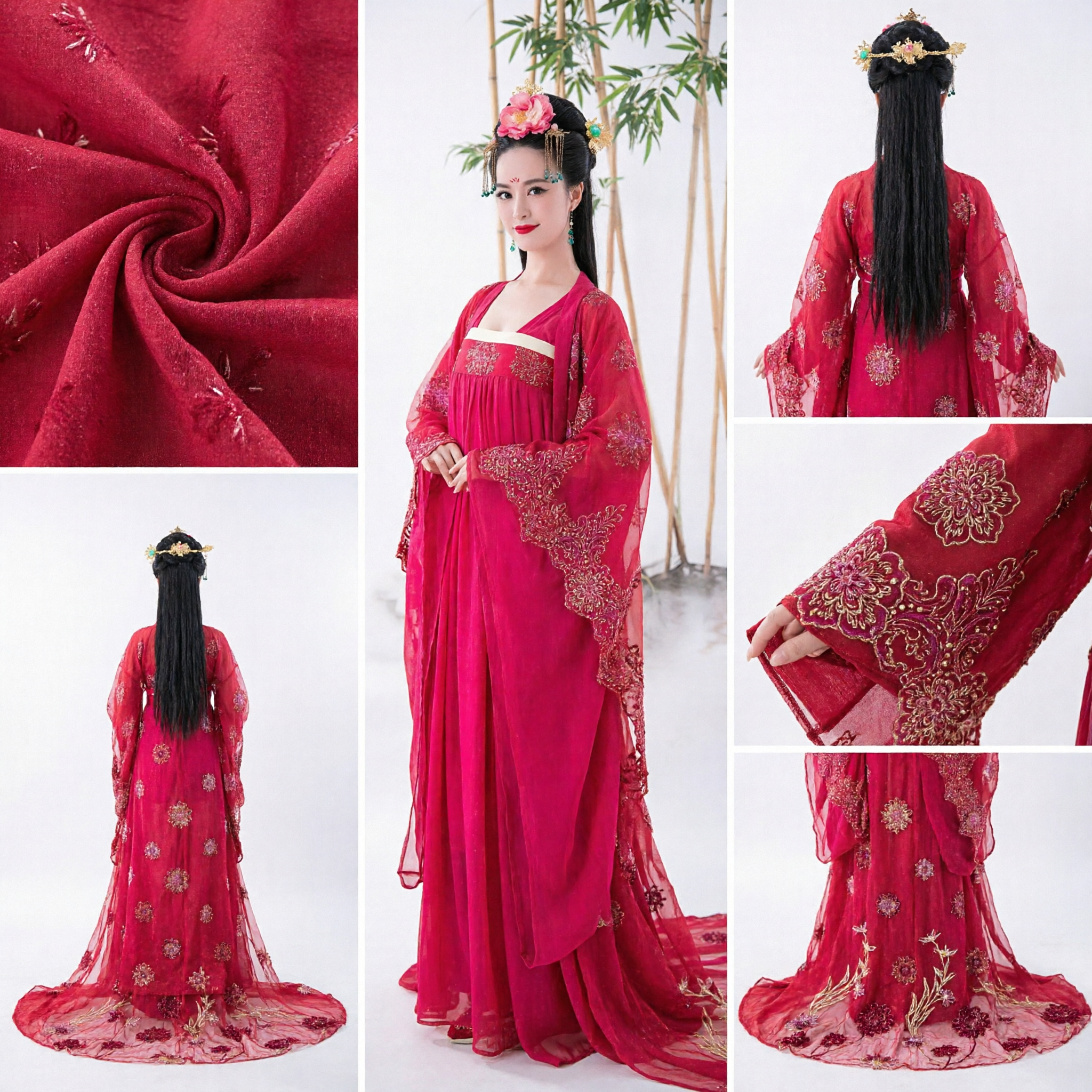 Traditional Chinese Hanfu Tang Dynasty Empress Costume Pink Lace Wide Sleeve Dress for Women Historical Cosplay - Asian Costume