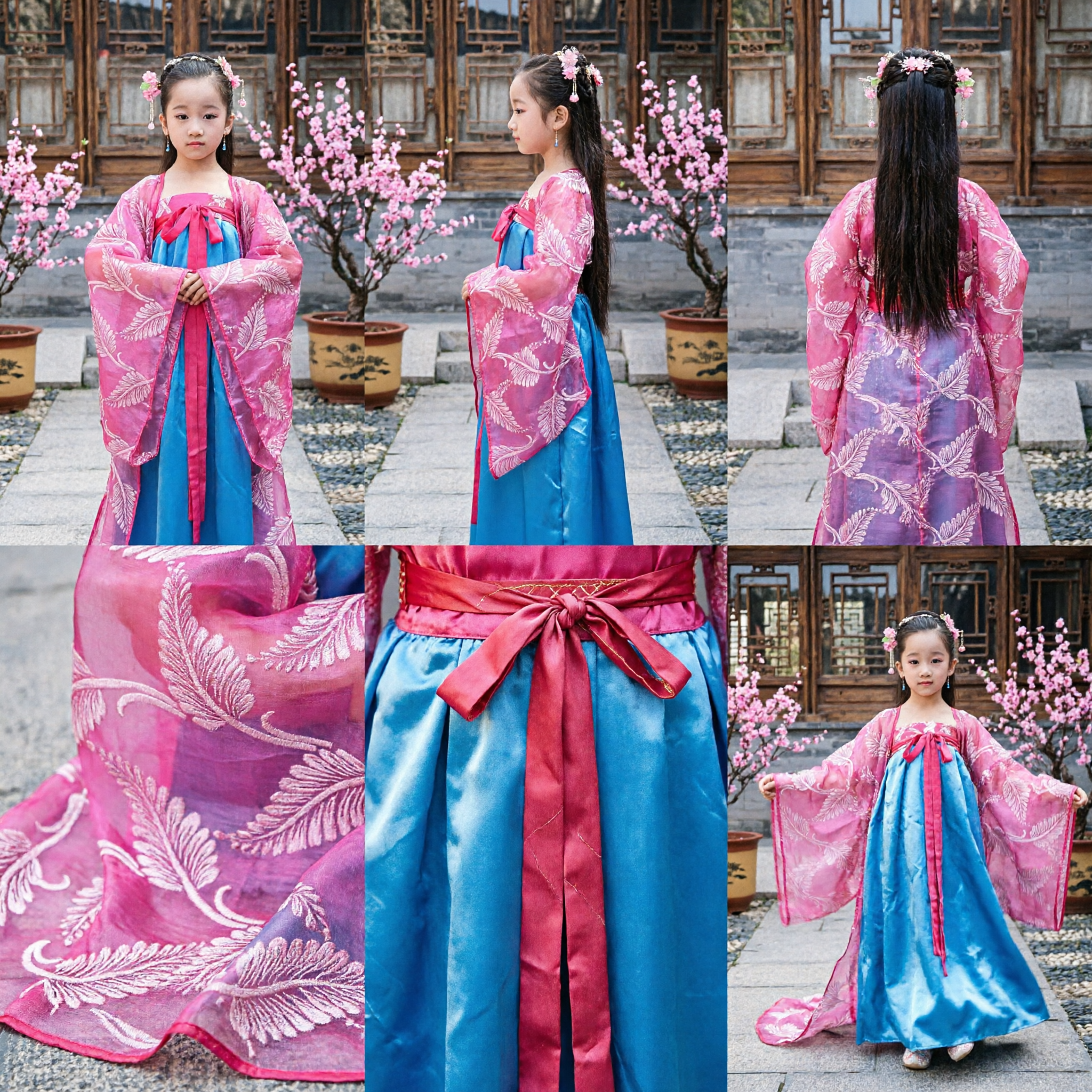 Traditional Chinese Hanfu Costume for Girls Kids Ancient Tang Dynasty Princess Dress Dance Performance Outfit - Asian Costume