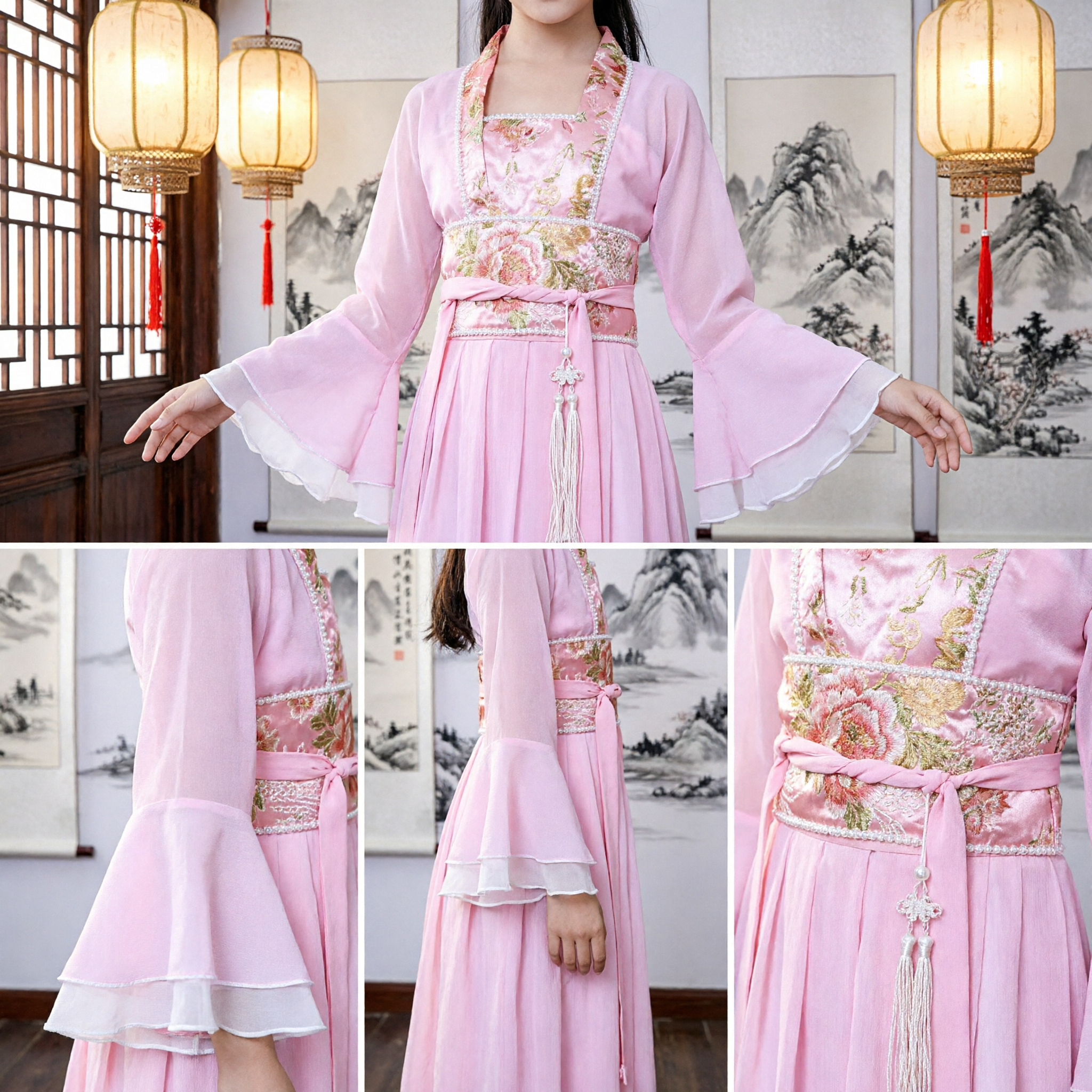 Girls Pink Traditional Chinese Hanfu Dress Ancient Fairy Costume for Kids Tang Dynasty Stage Performance Outfit - Asian Costume