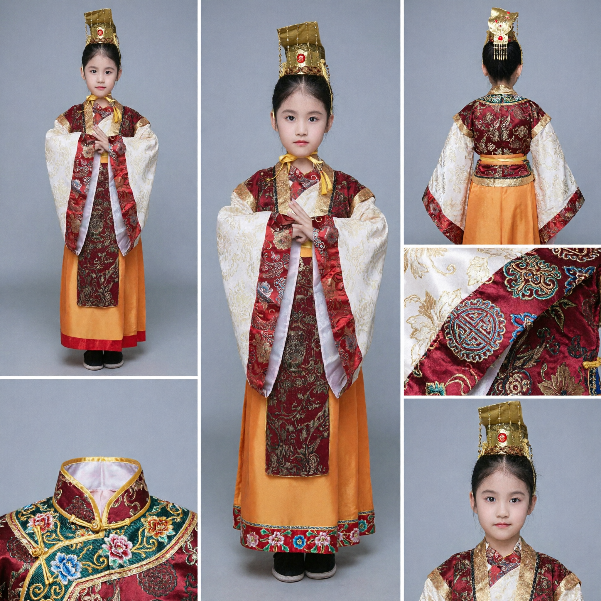 Kids Girls Ancient Chinese Princess Hanfu Costume Traditional Embroidered Clothing for Stage Performance and Cultural Events - Asian Costume
