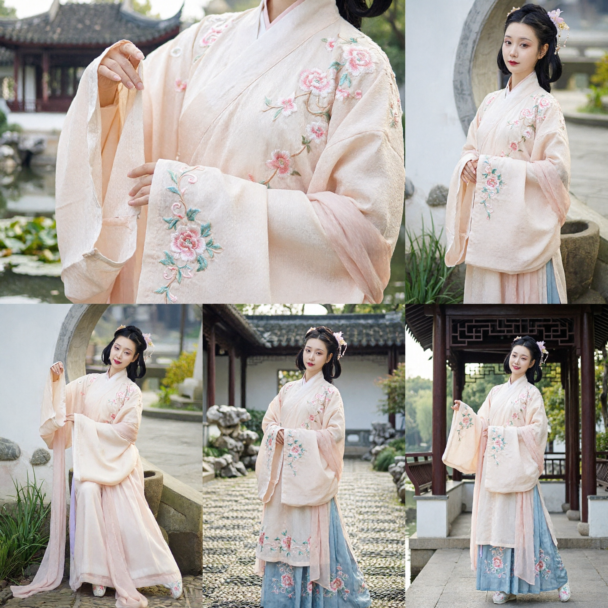 Traditional Chinese Hanfu Costume for Women Pink Embroidery Ancient Clothing Ming Style Set for Photography and Cosplay - Asian Costume