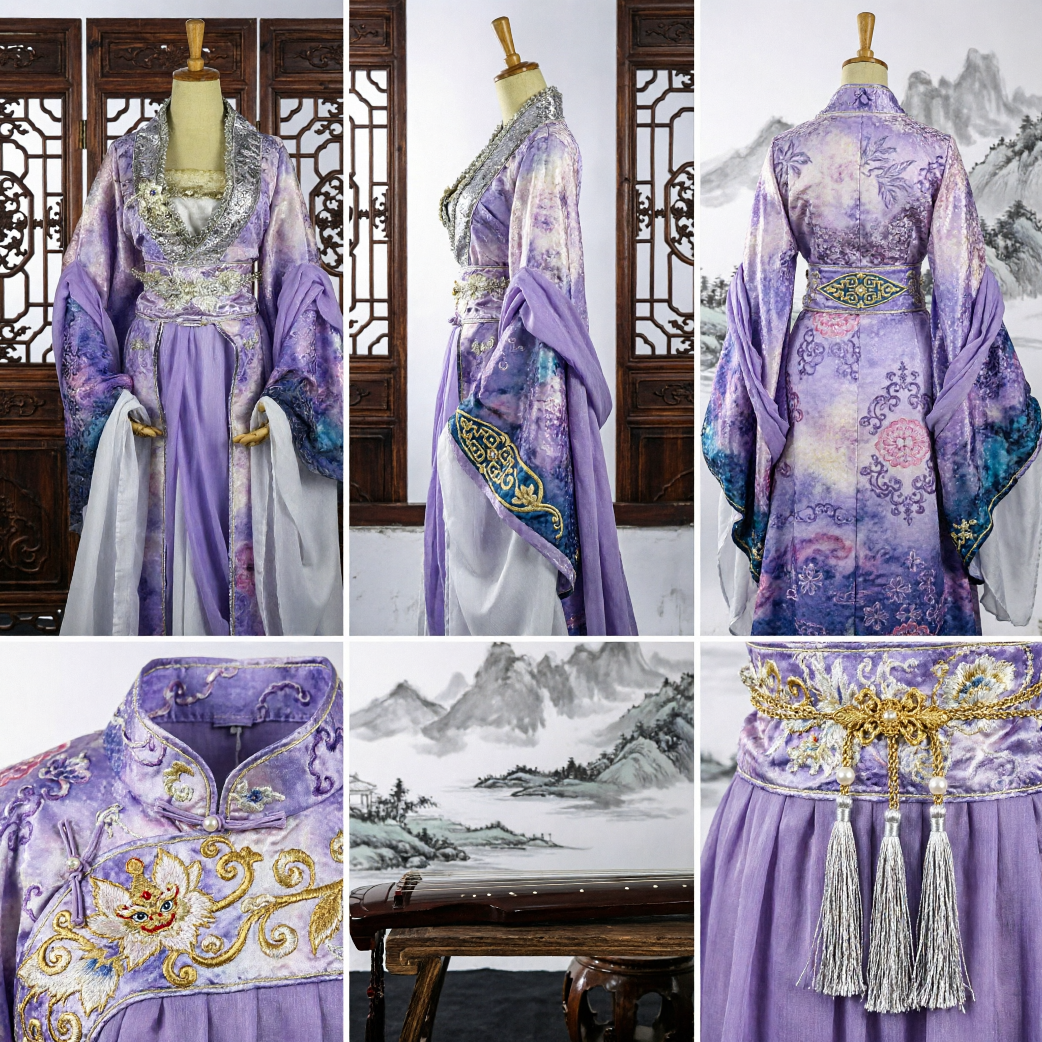Traditional Chinese Hanfu Purple Ancient Princess Costume Embroidered Robe for Women Cosplay Performance - Asian Costume