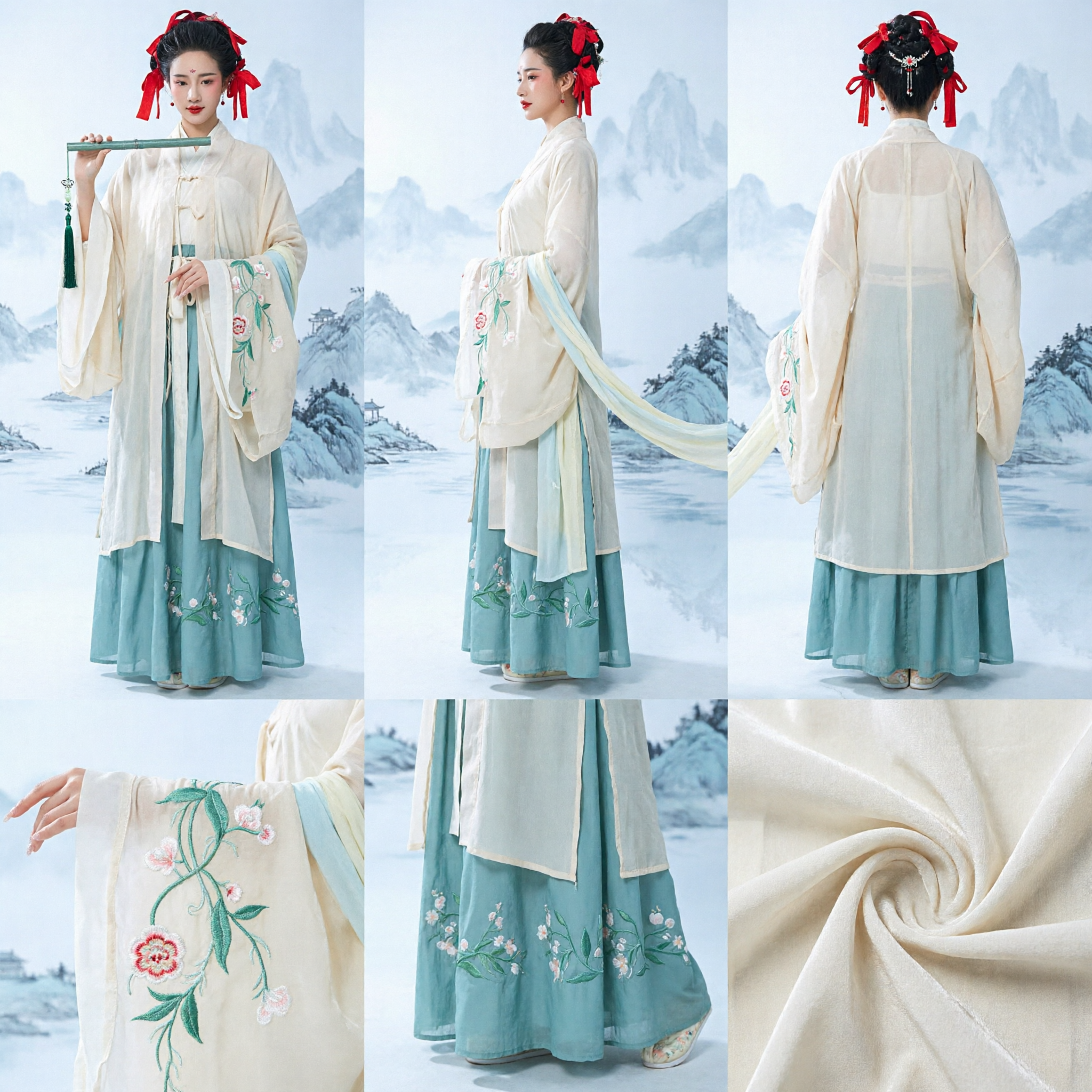 Traditional Chinese Hanfu Costume Ancient Fairy Embroidered Dress Complete Set for Women Performance - Asian Costume