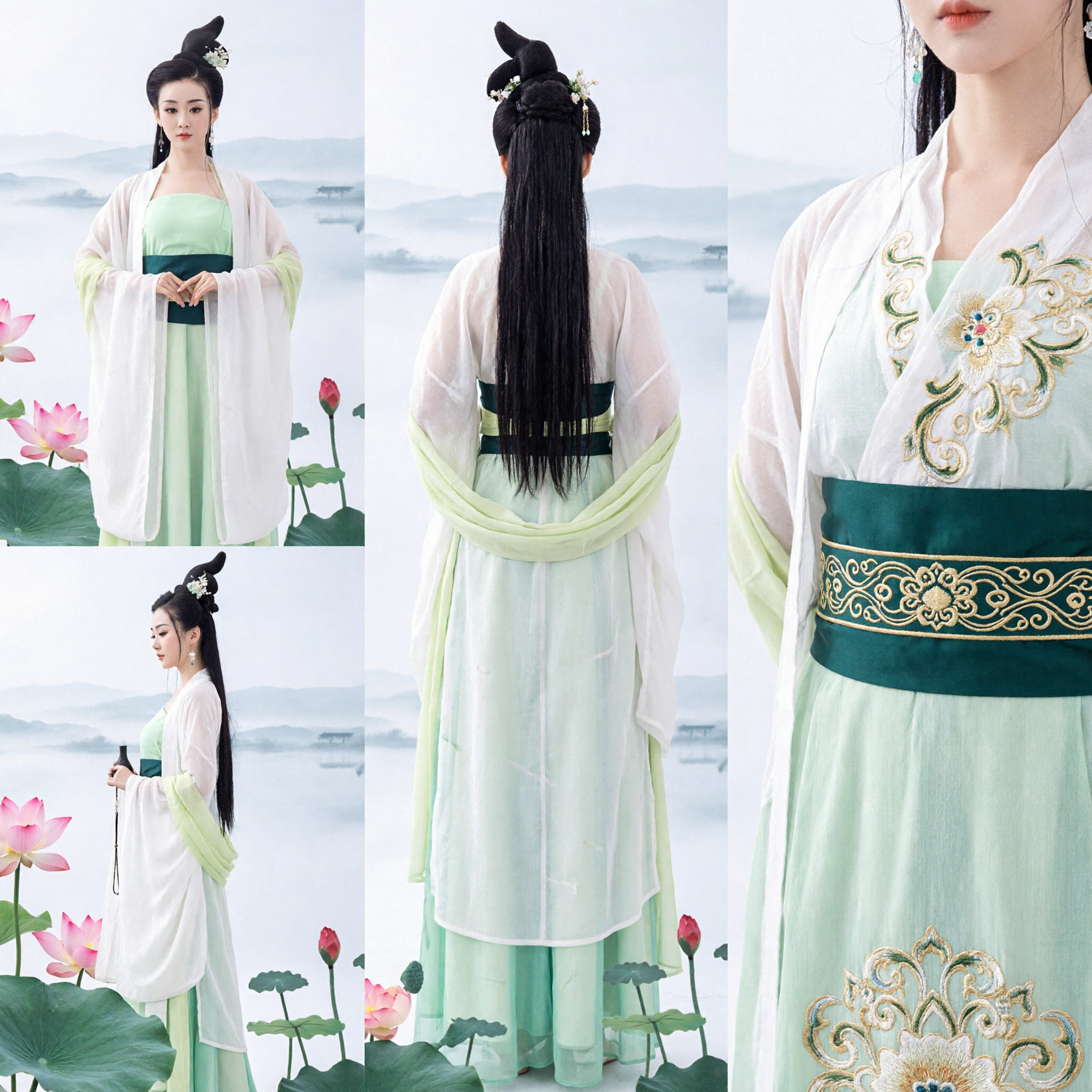 Traditional Chinese Hanfu Ancient Costume Green Fairy Dress for Women Historical Drama Cosplay - Asian Costume