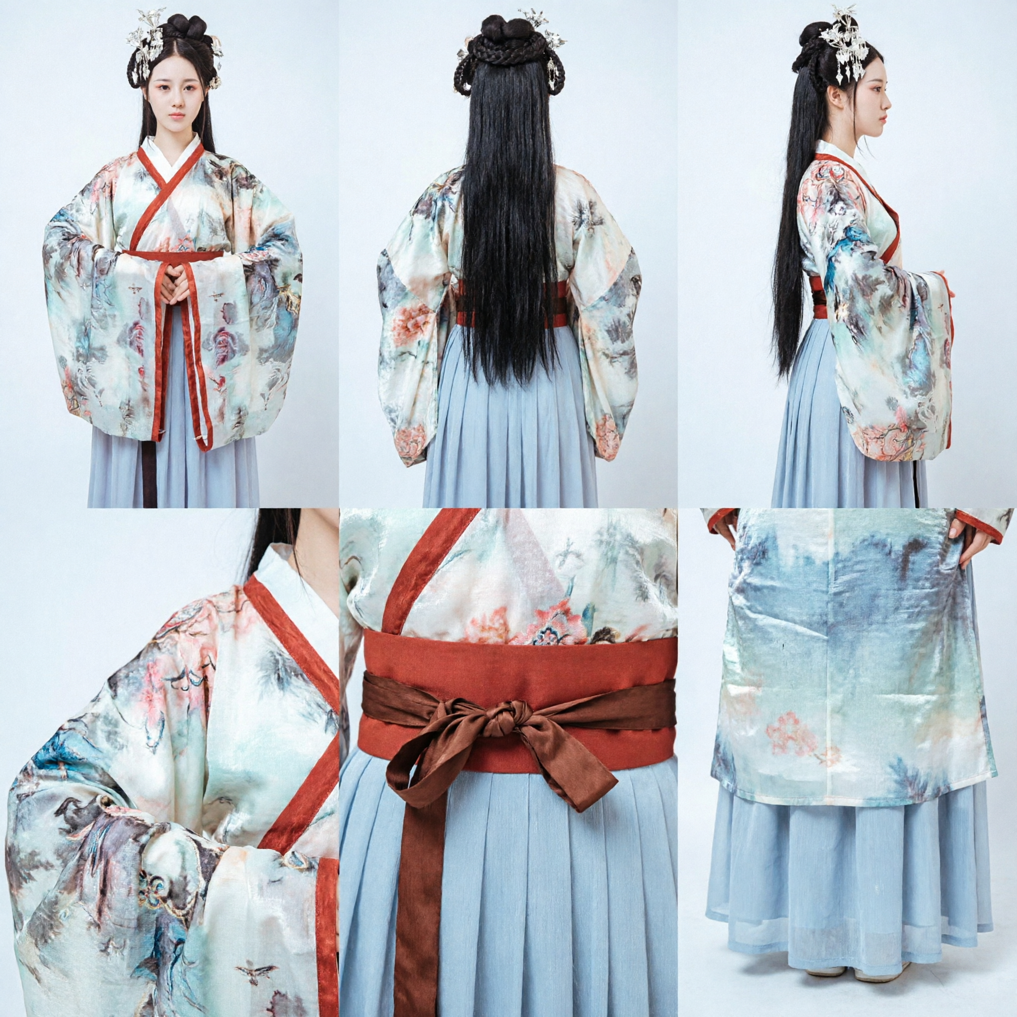 Traditional Chinese Hanfu Costume Ancient Style Floral Print Top and Long Skirt Set for Women Cosplay - Asian Costume