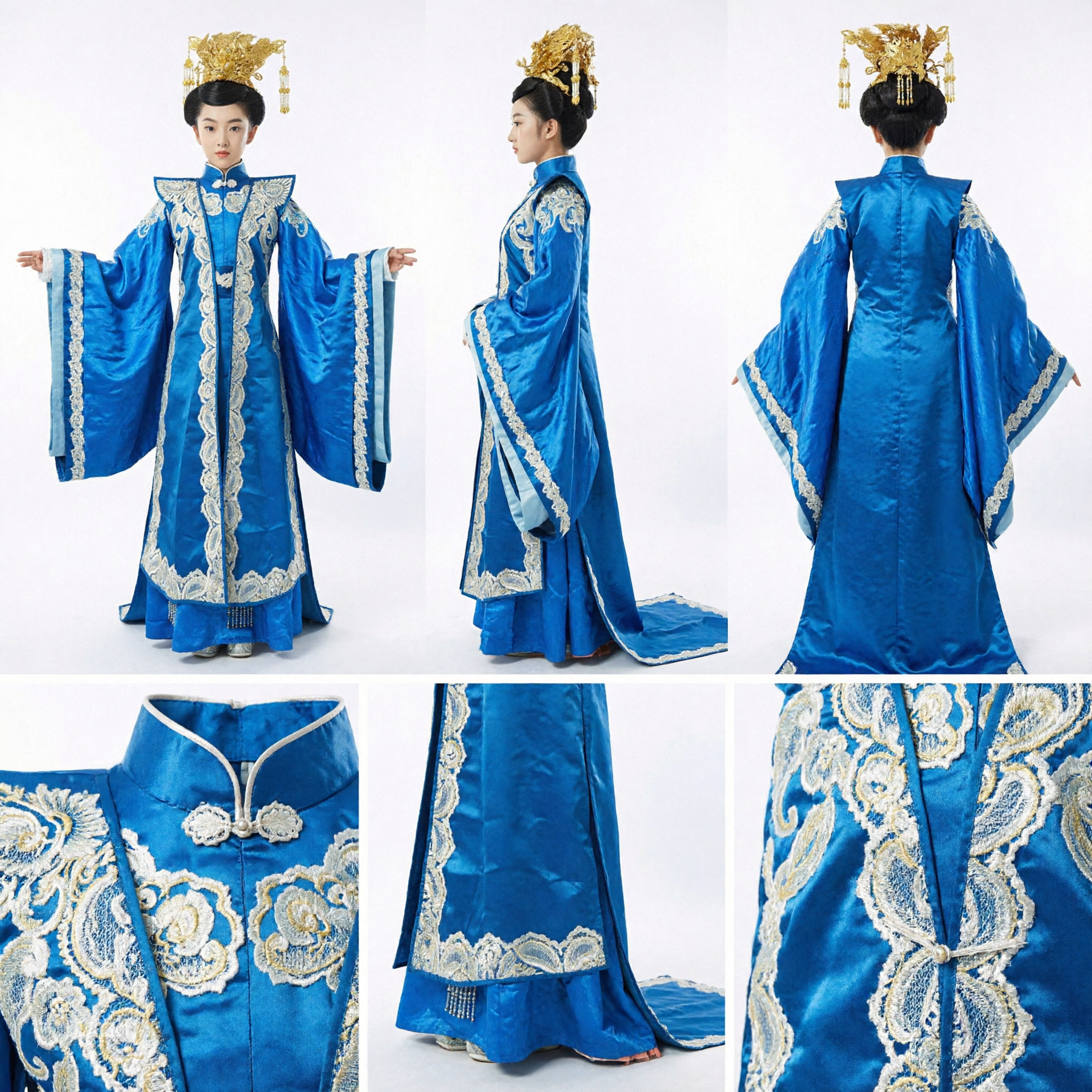 Kids Ancient Chinese Blue Imperial Princess Costume Traditional Royal Consort Dress for Girls Stage Performance - Asian Costume