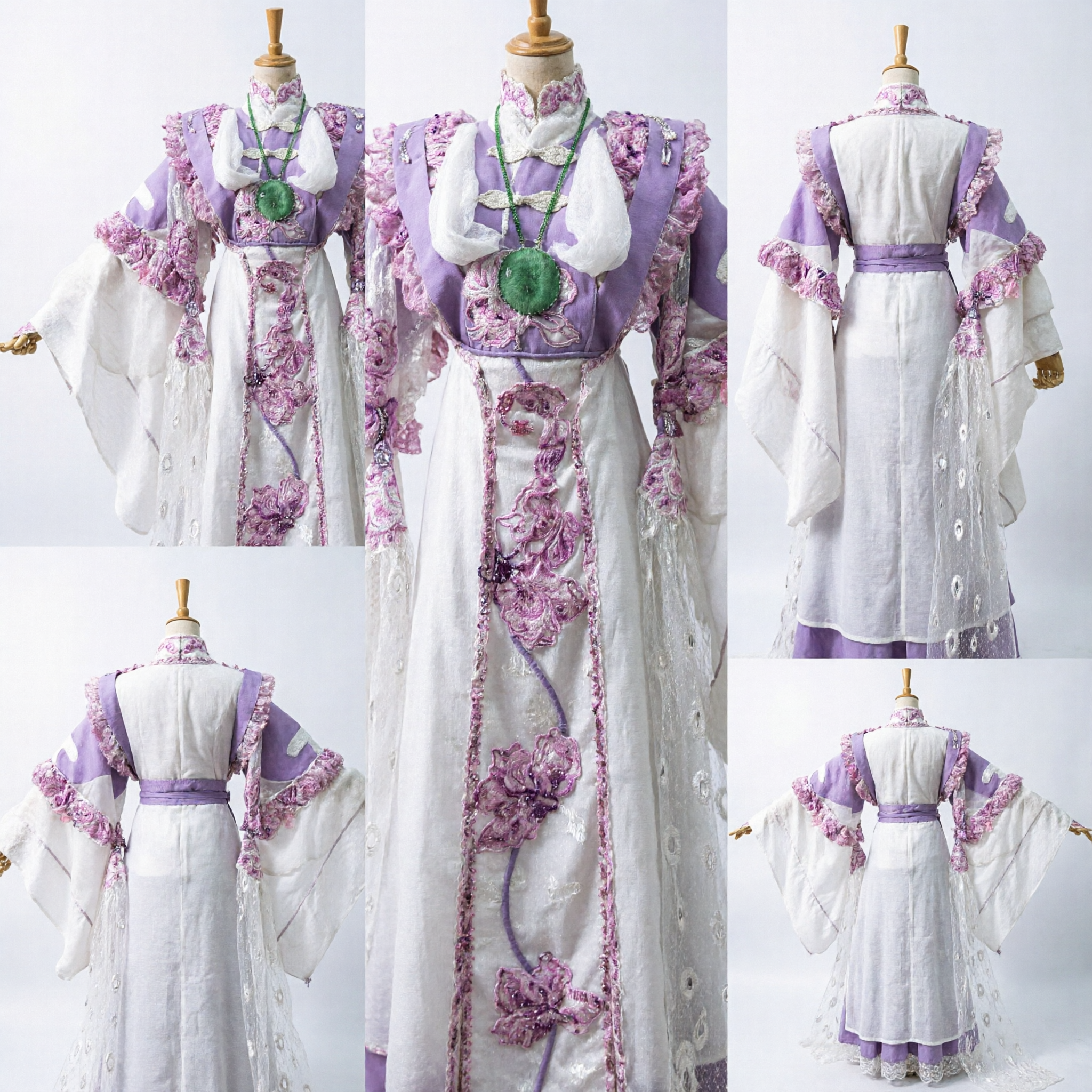 Elegant Purple and White Chinese Hanfu Ancient Fairy Costume Embroidered Traditional Dress for Stage Performance Cosplay - Asian Costume