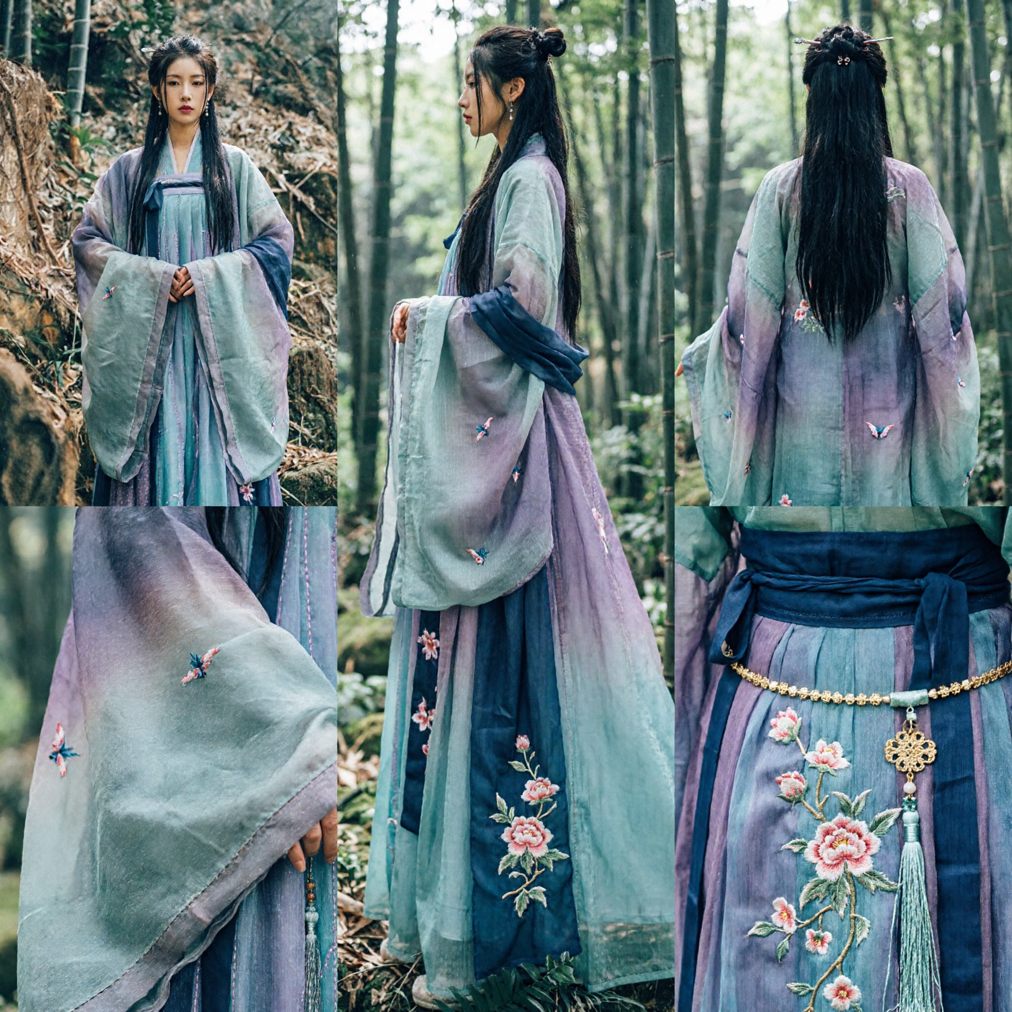 Elegant Traditional Chinese Hanfu Dress for Women Ancient Fairy Style Gradient Wide Sleeve Costume for Cosplay and Photography - Asian Costume