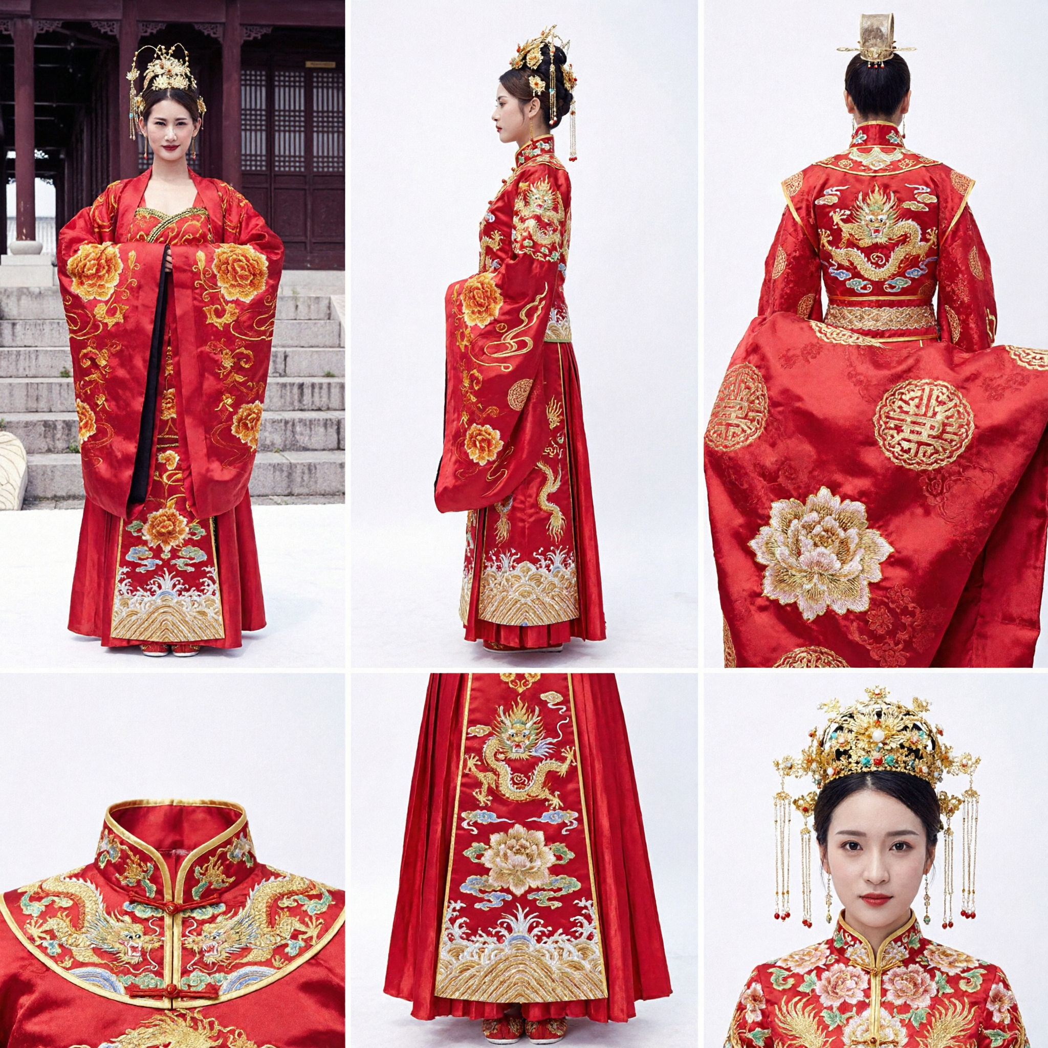 Traditional Chinese Wedding Costume Ancient Emperor and Empress Hanfu Red Robe Set for Couples Cosplay - Asian Costume