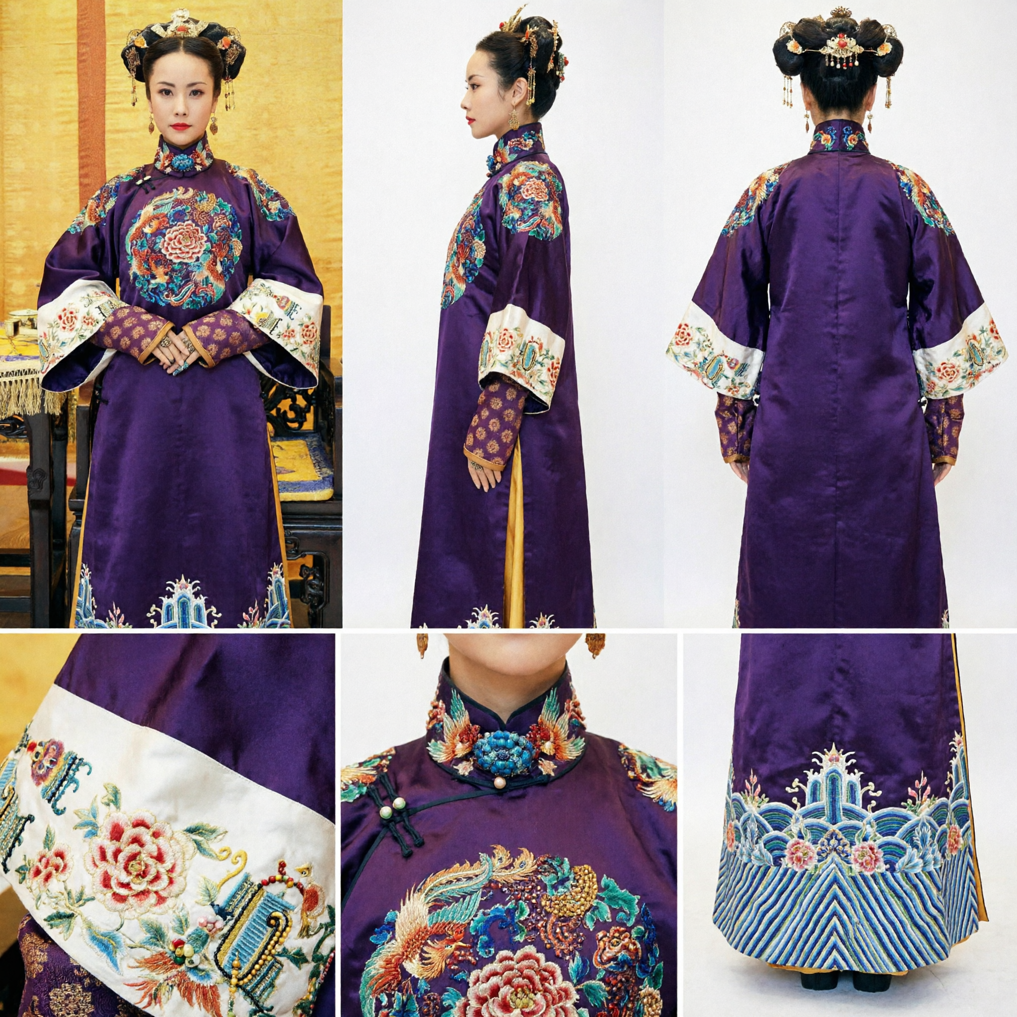 Traditional Chinese Qing Dynasty Empress Costume Purple Embroidered Robe Ancient Imperial Concubine Dress for Women Cosplay - Asian Costume