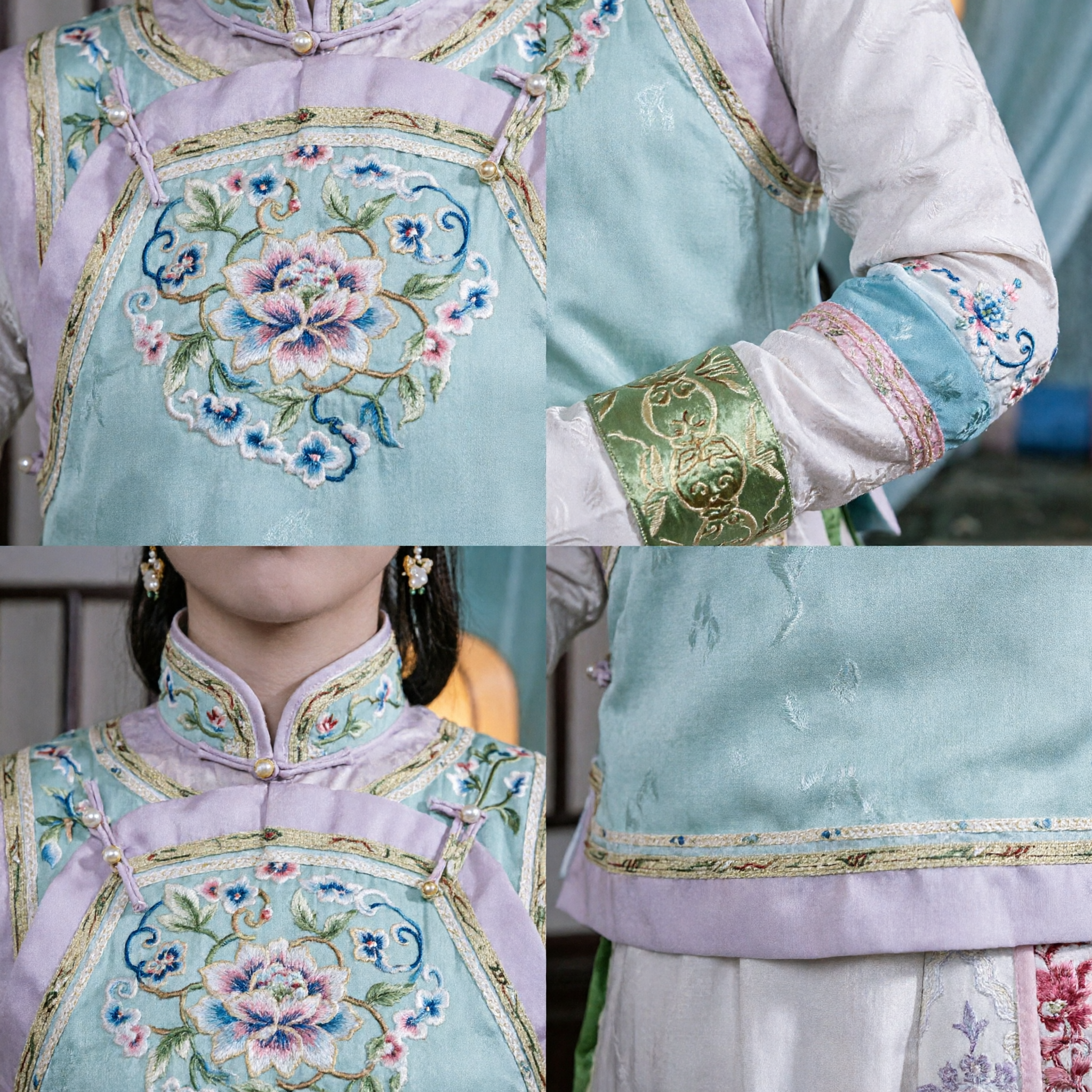 Ancient Chinese Qing Dynasty Palace Maid Costume Traditional Embroidered Hanfu Dress for Women Cosplay - Asian Costume