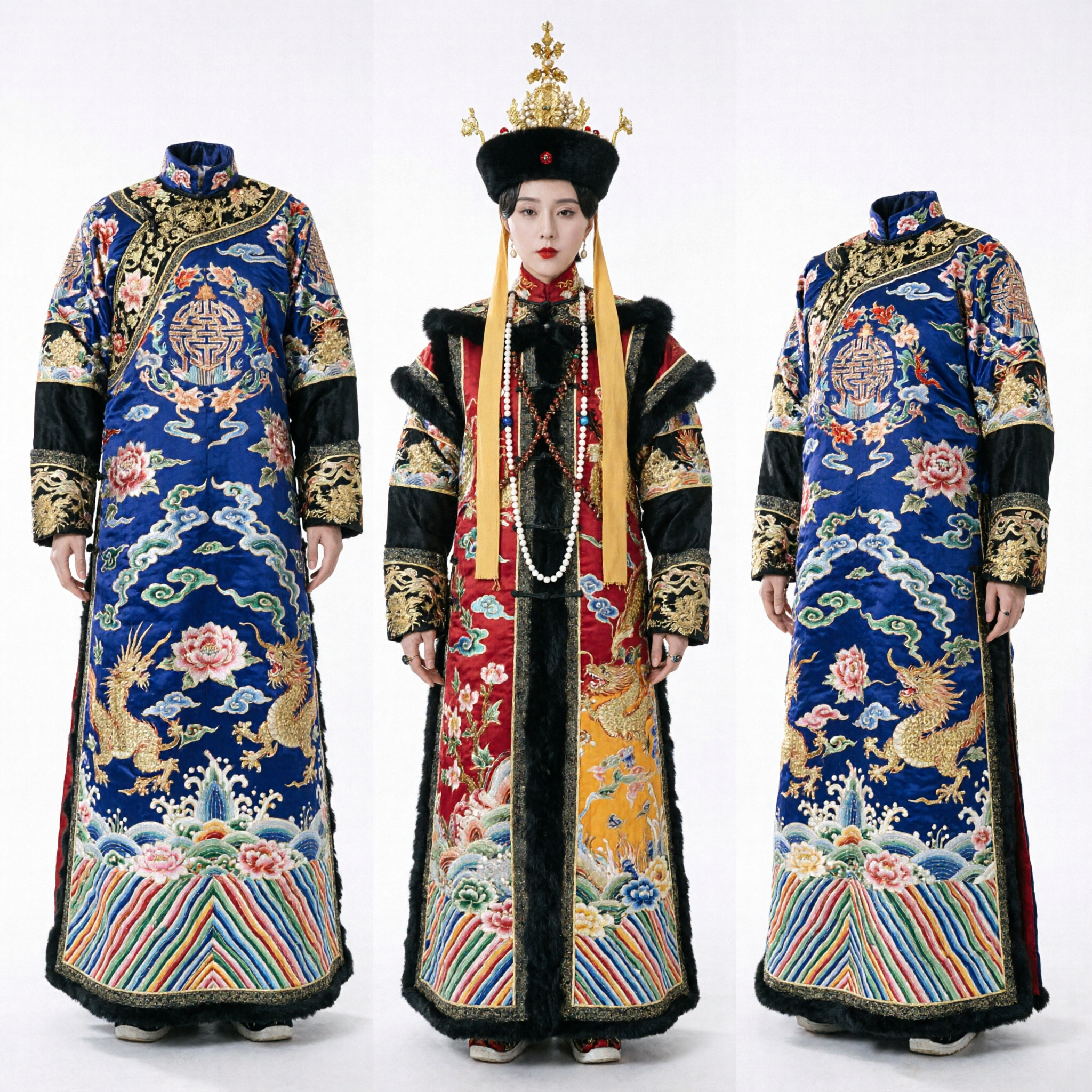 Complete Set Traditional Chinese Qing Dynasty Empress Robe Ancient Royal Palace Costume for Women Cosplay - Asian Costume