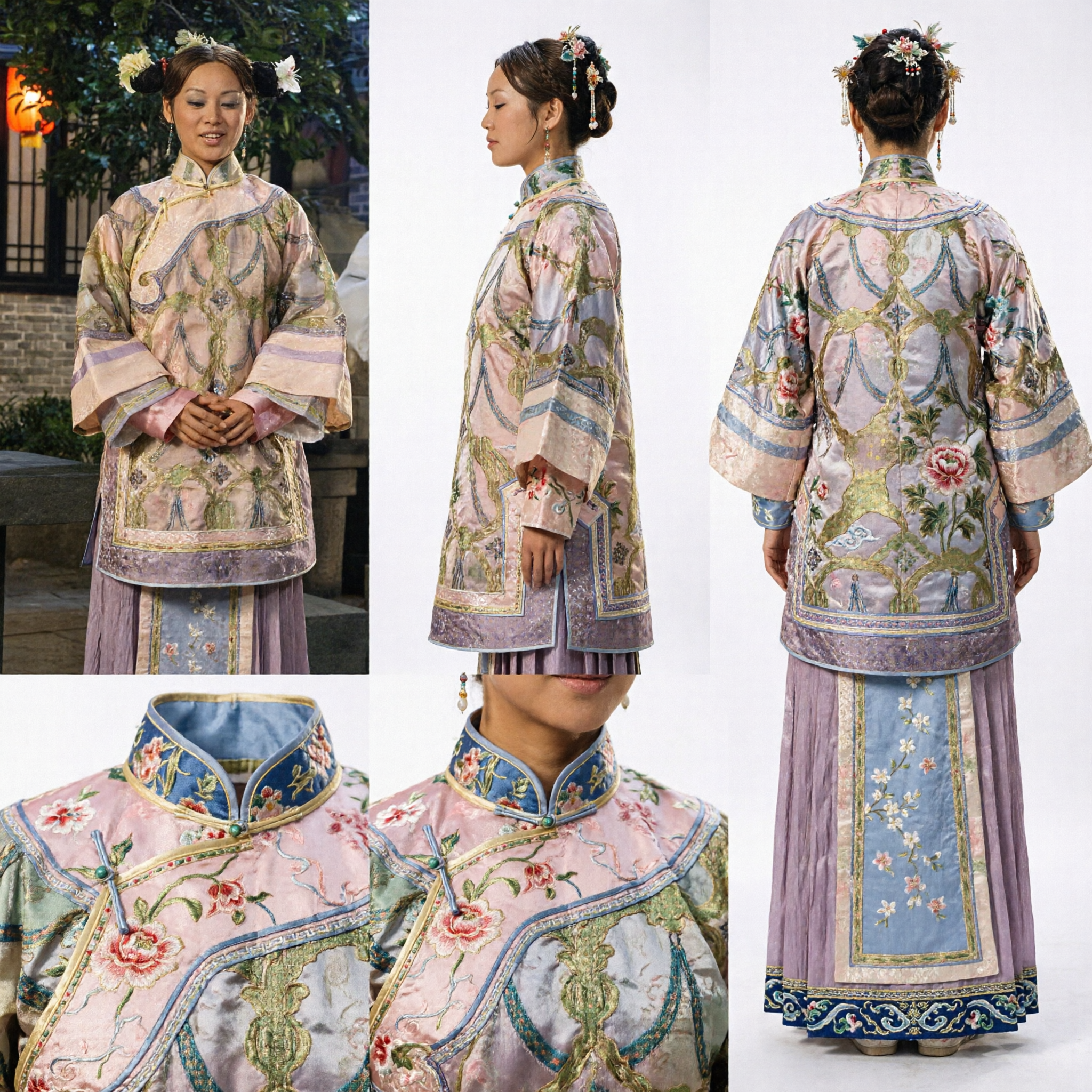 Traditional Chinese Qing Dynasty Manchu Noble Lady Costume Ancient Palace Embroidered Robe for Women Historical Cosplay - Asian Costume