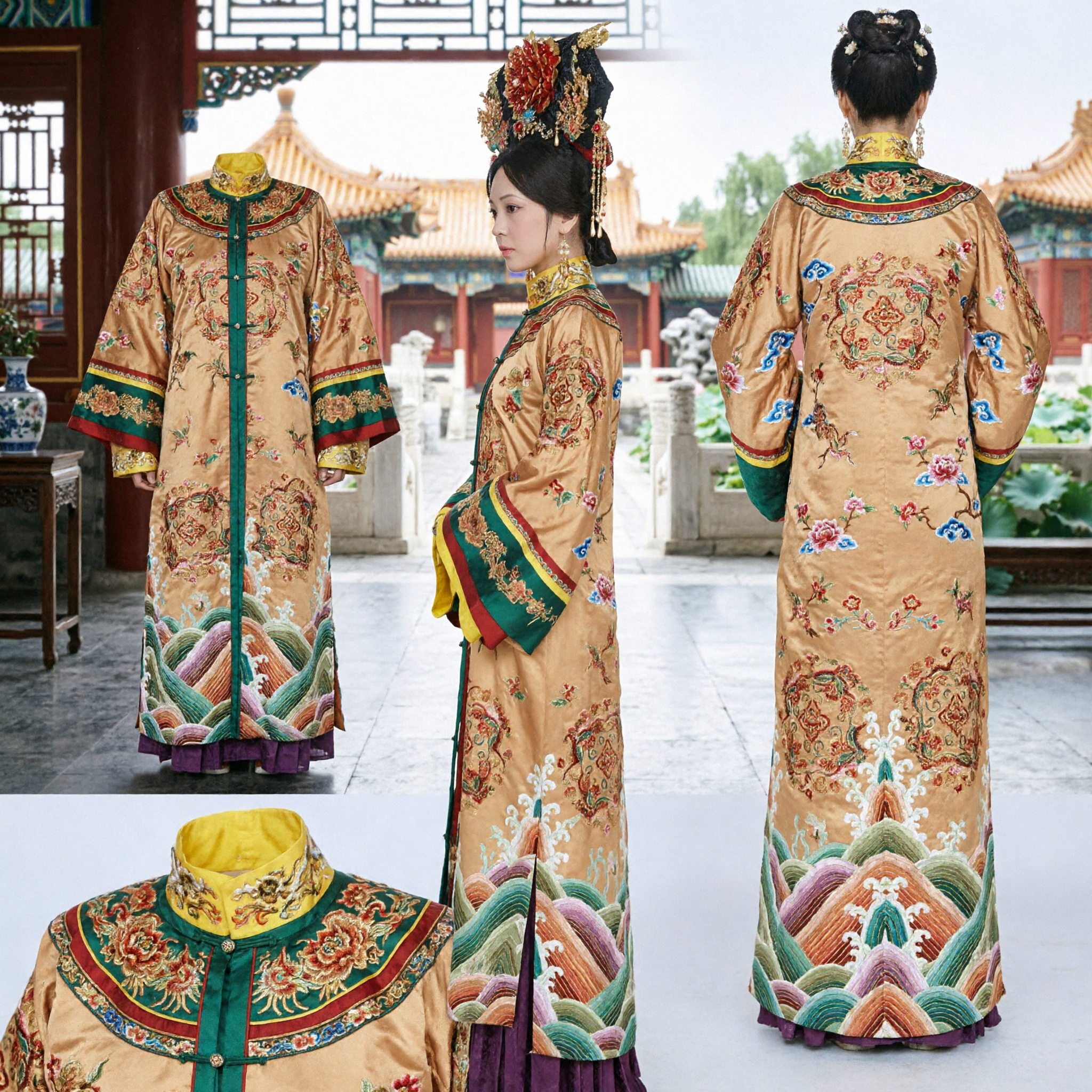 Traditional Chinese Qing Dynasty Empress Costume Ancient Manchu Palace Dress for Women Historical Cosplay - Asian Costume