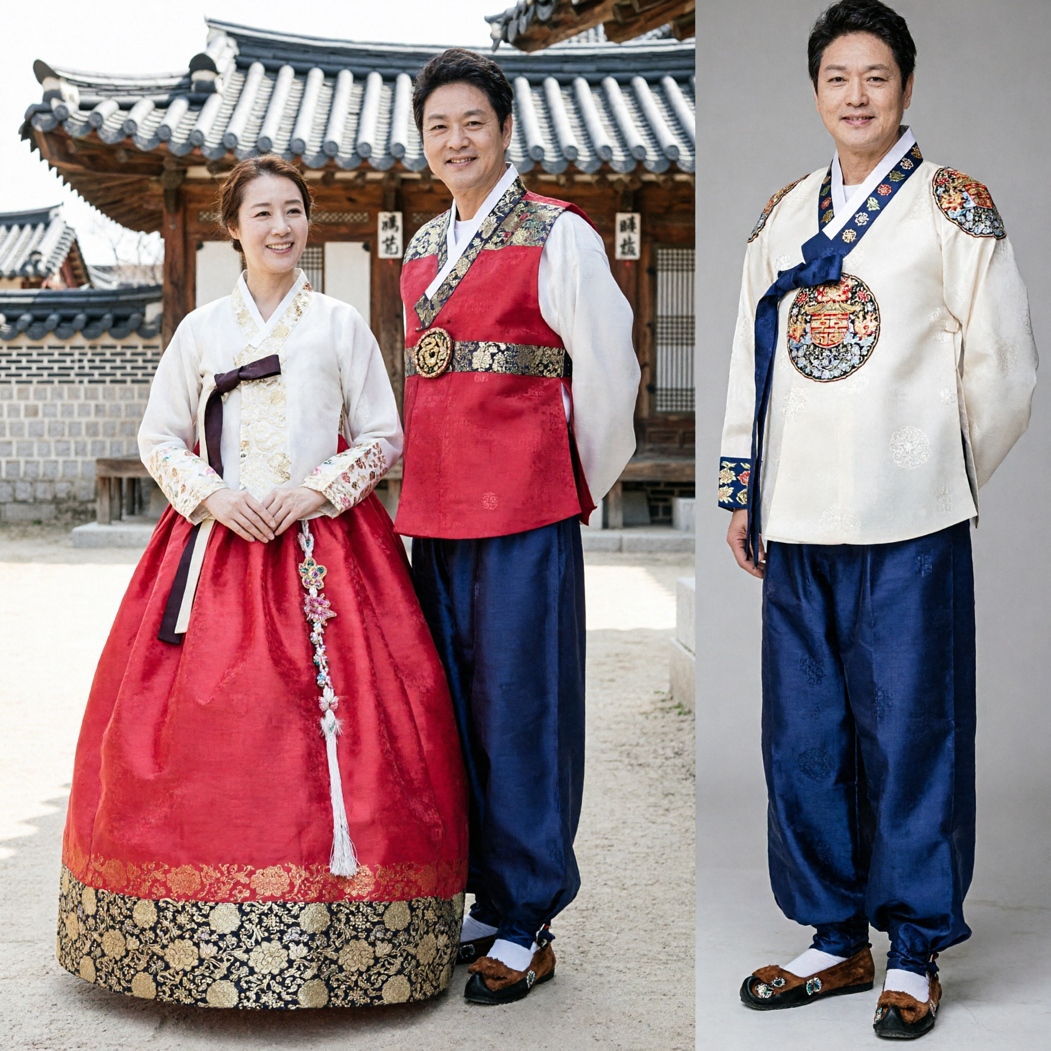 Traditional Korean Hanbok Couple Set for Wedding Pyebaek Ceremony and Special Events Formal Wear - Asian Costume